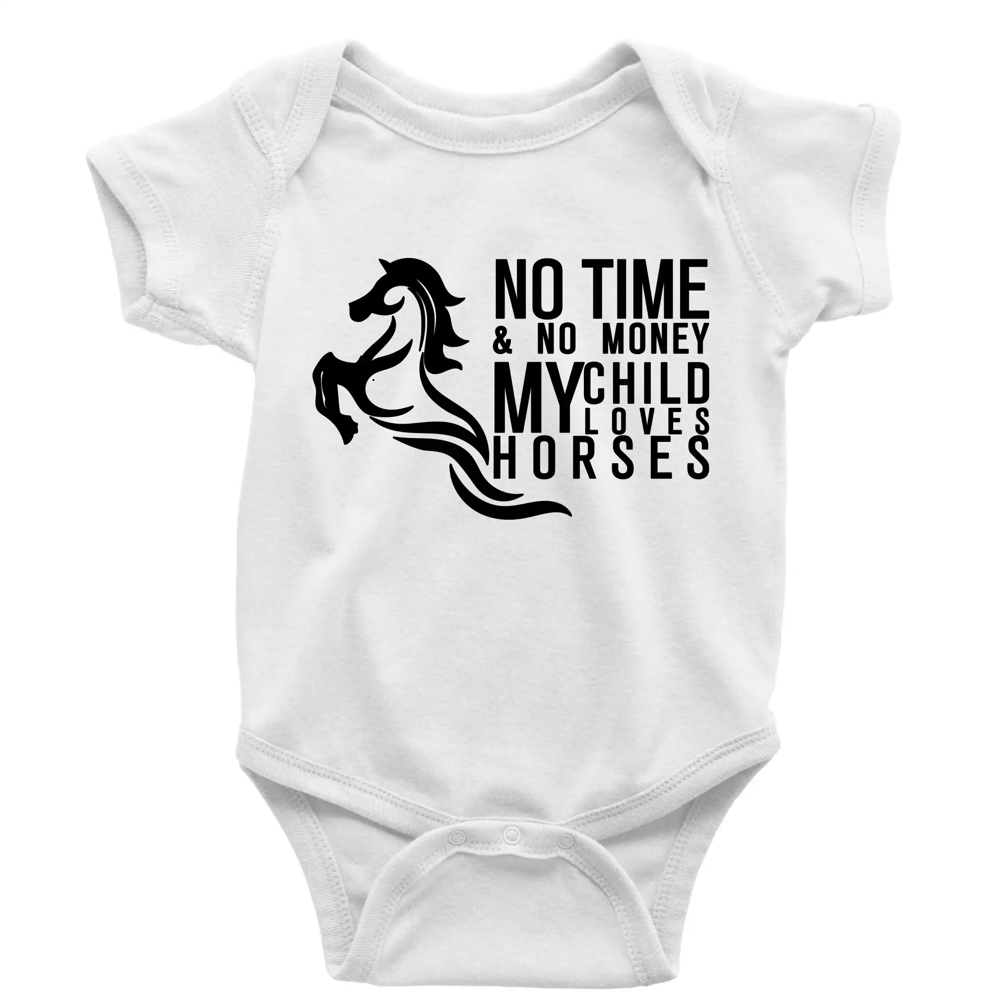 Tričká s koňmi - No time no money my child loves horses - Body dojčenské s krátkym rukávom