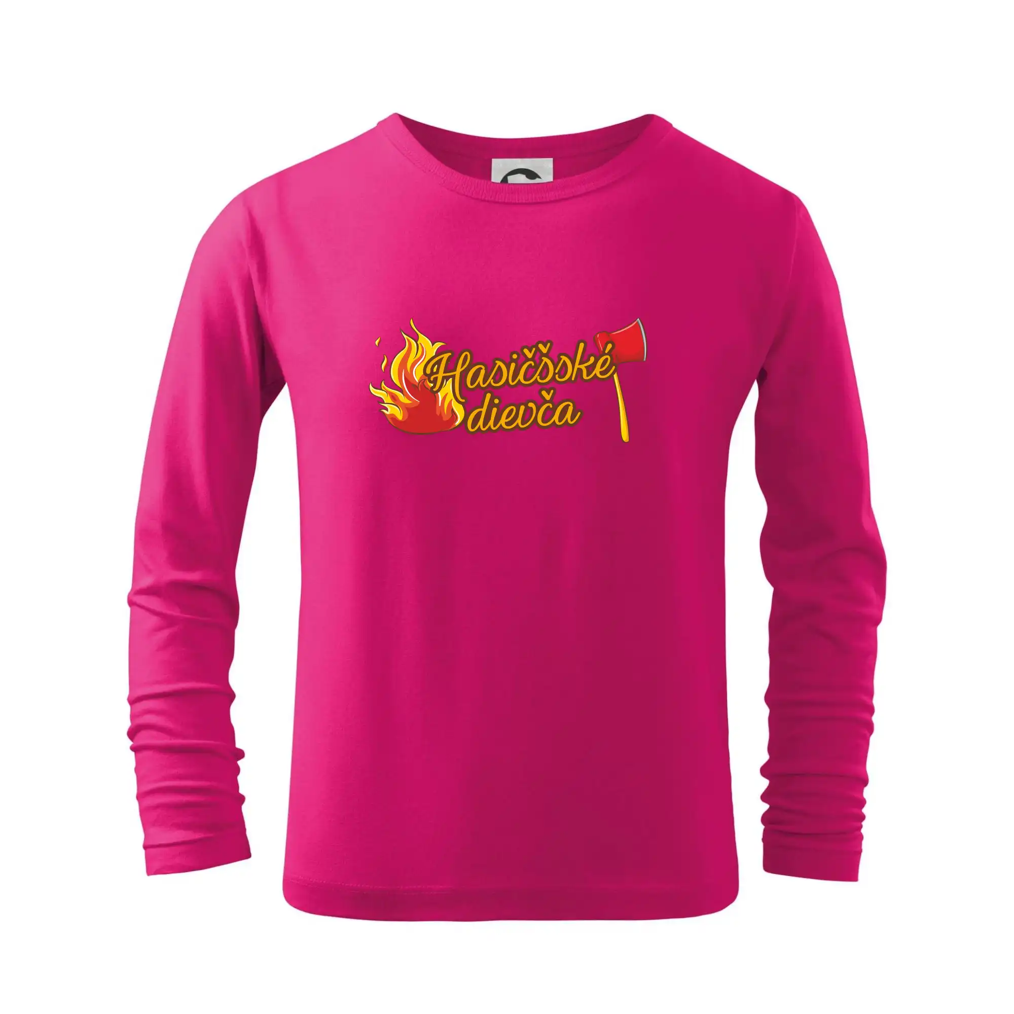 Originálne tričká pre hasičov - Hasičšské dievča oheň a sekera - Tričko detské Long Sleeve