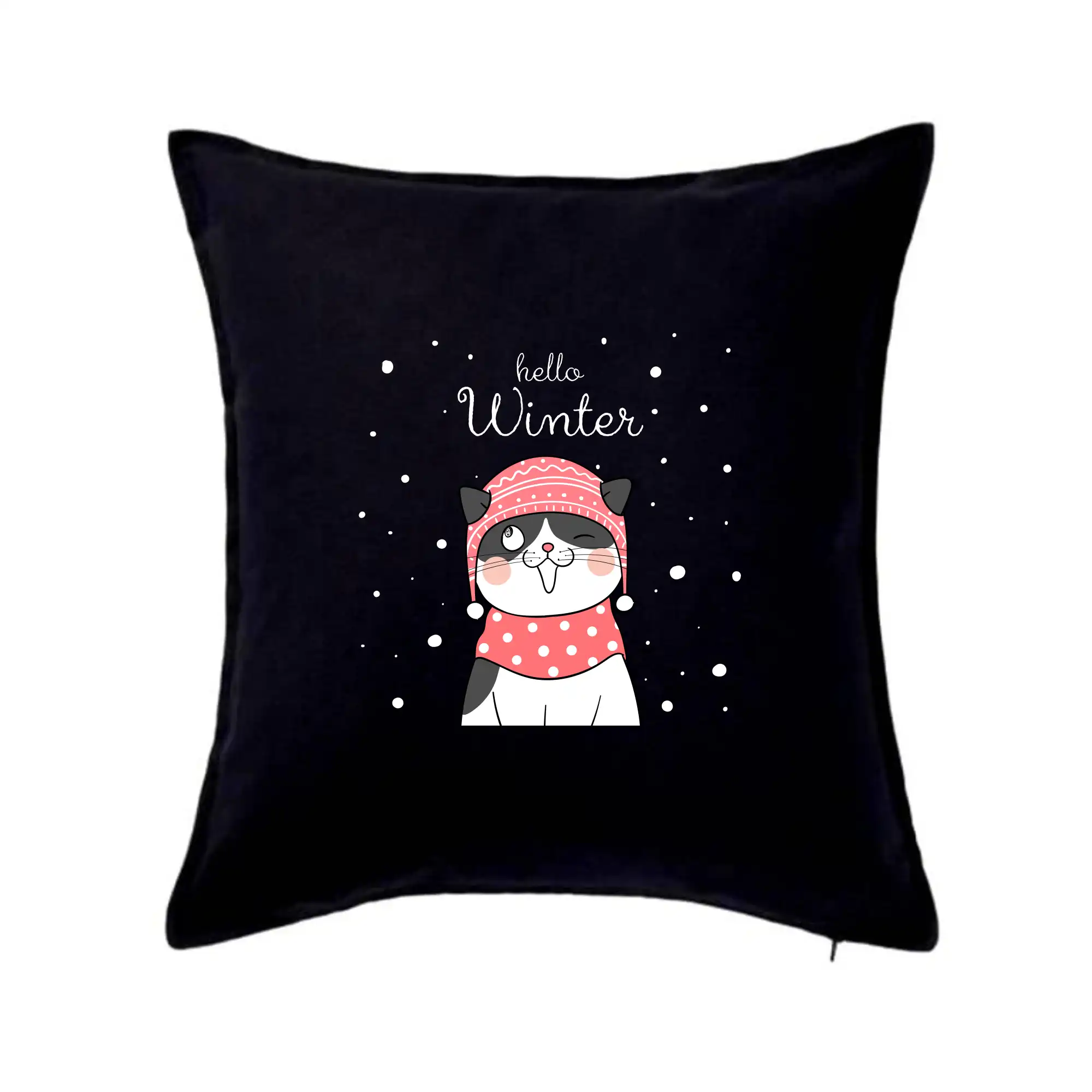 Vtipná tričká s mačkou - Mačka v čiapke s vystrčeným jazykom - Vankúš 50x50