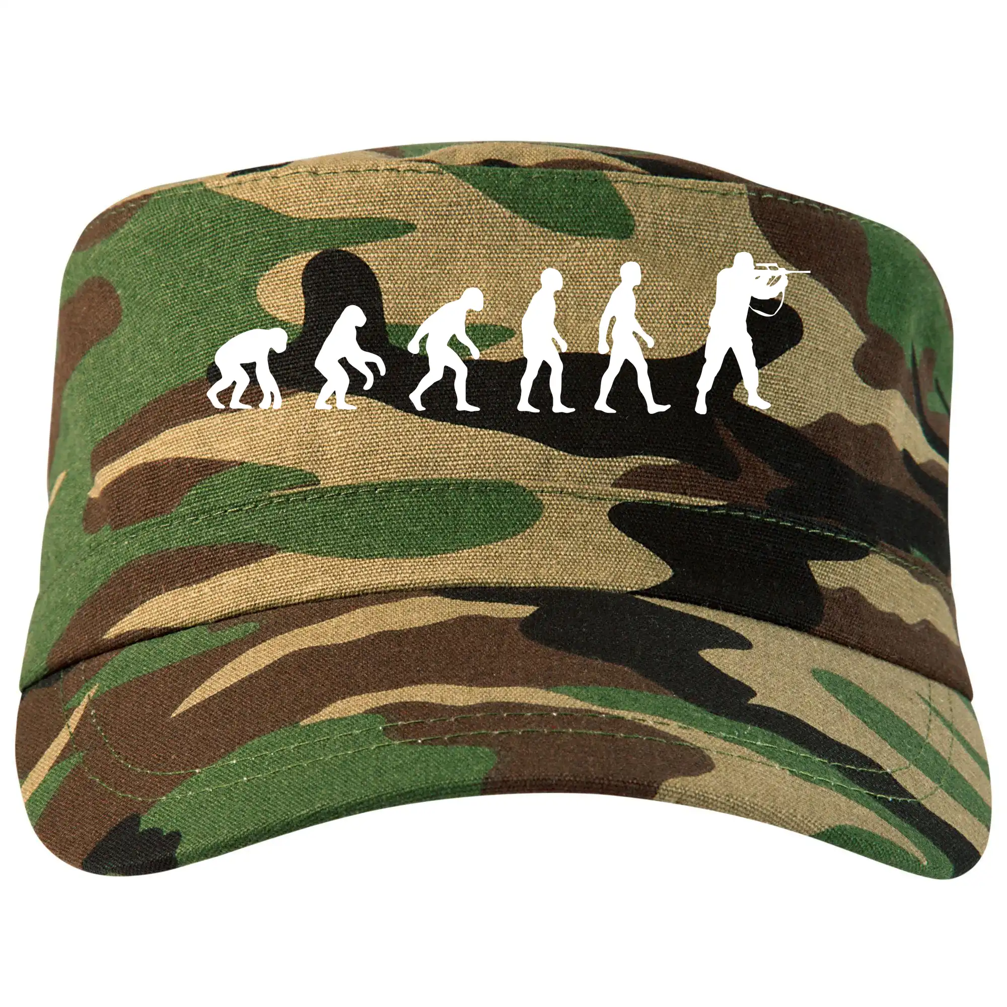 Vojenská tričká s potlačou - Evolúcia vojaka - stojace - Šiltovka CAMO