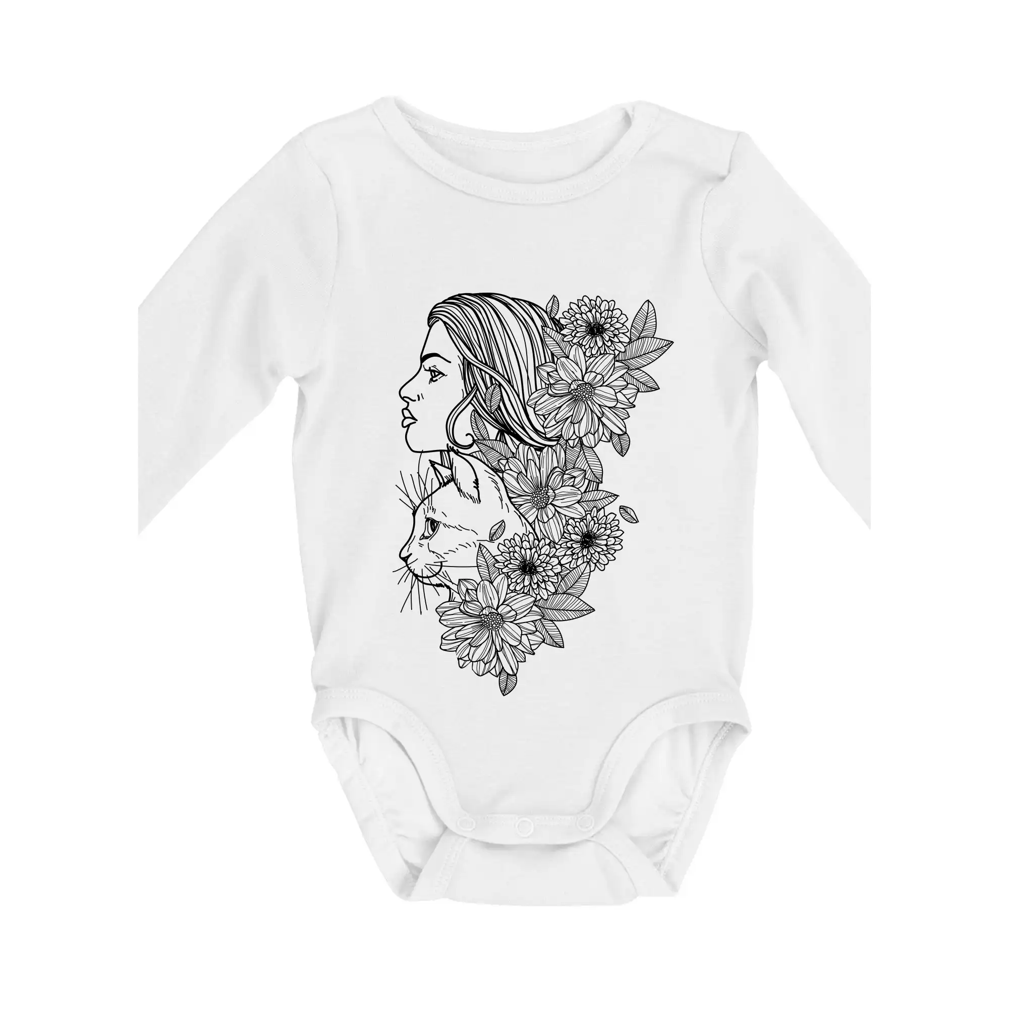 Žena a kočka - kreslená