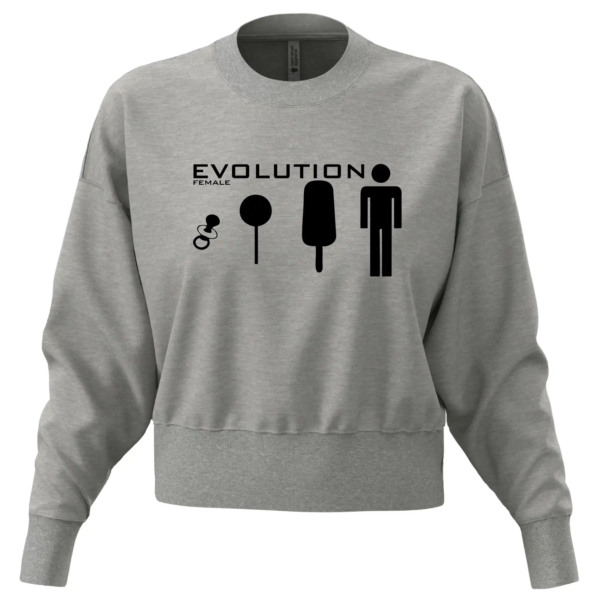 Tričká s potlačou evolúcia - Evolúcia ženy - Mikina oversize crop OVERSIZE