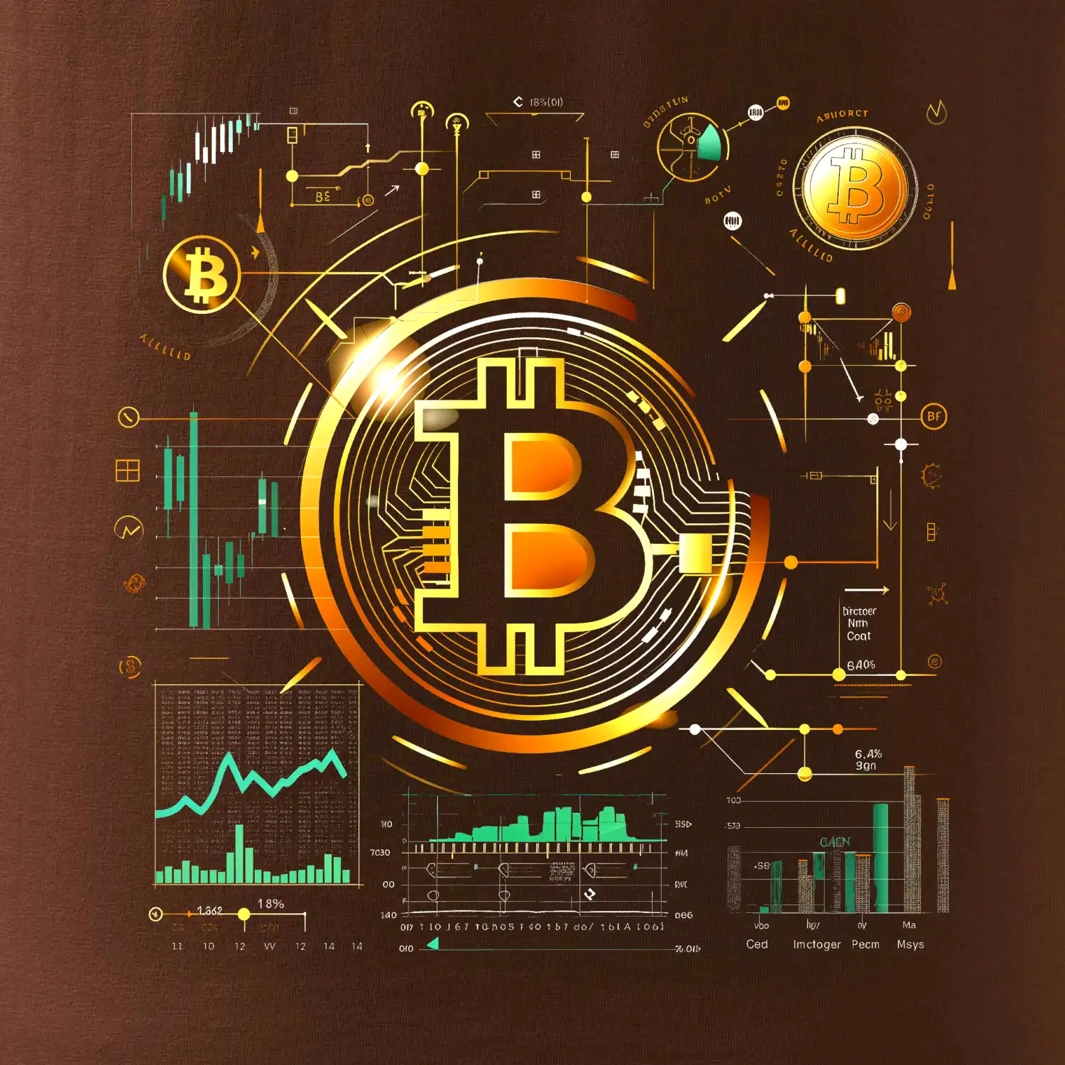 Bitcoin logo s grafy