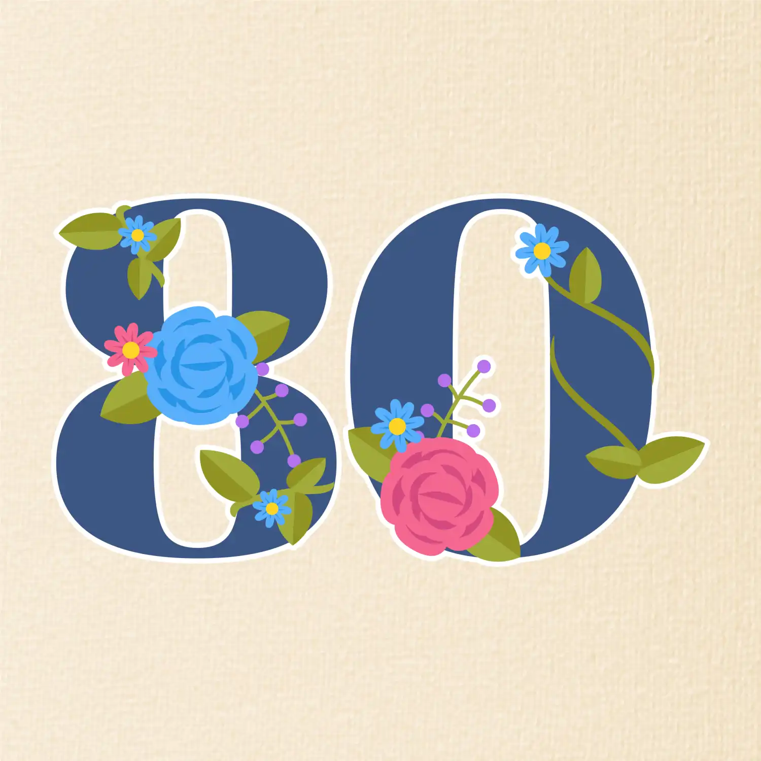 Květinové číslo kreslené - 80