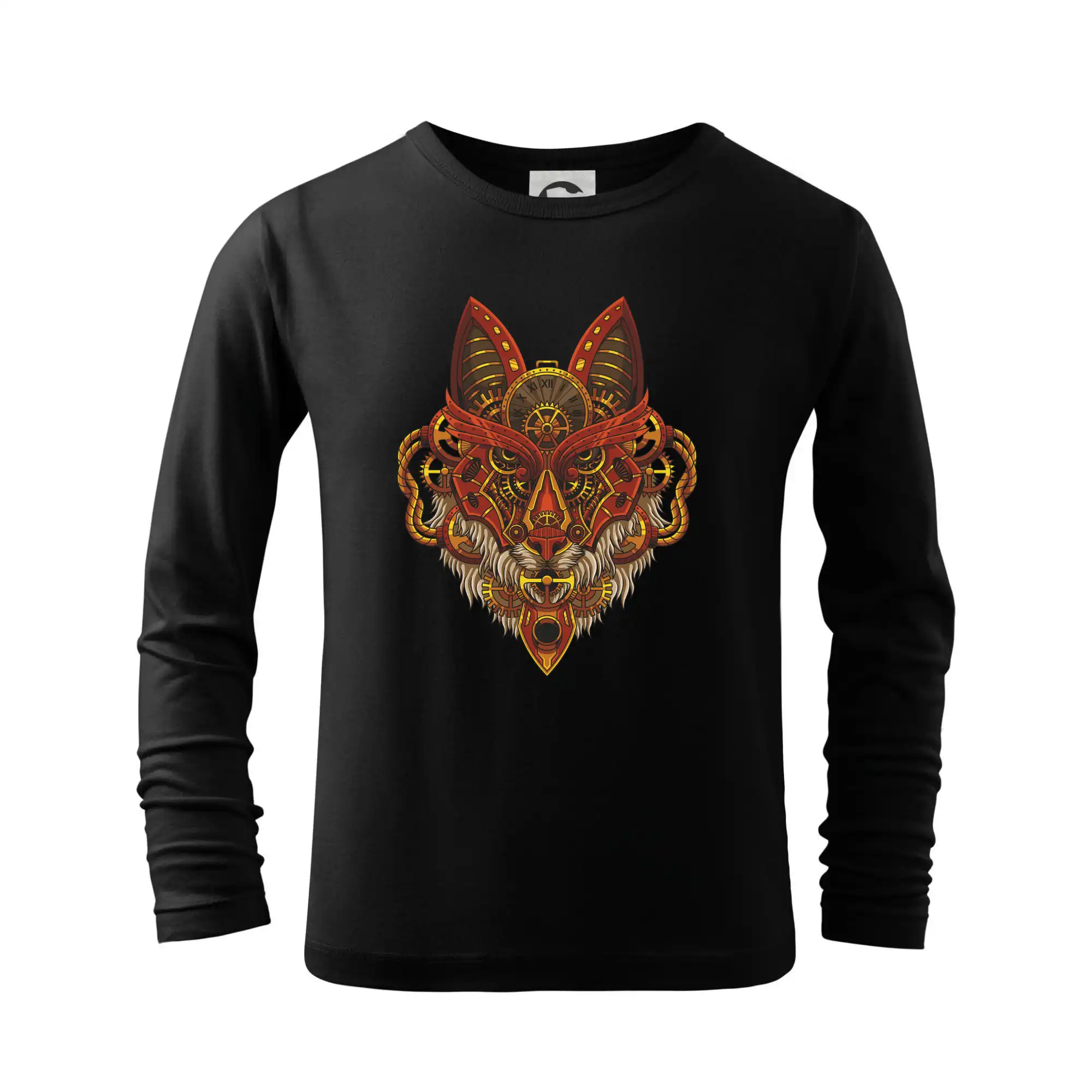 Tričká s potlačou steampunk - Steampunk vlk farebný - Tričko detské Long Sleeve