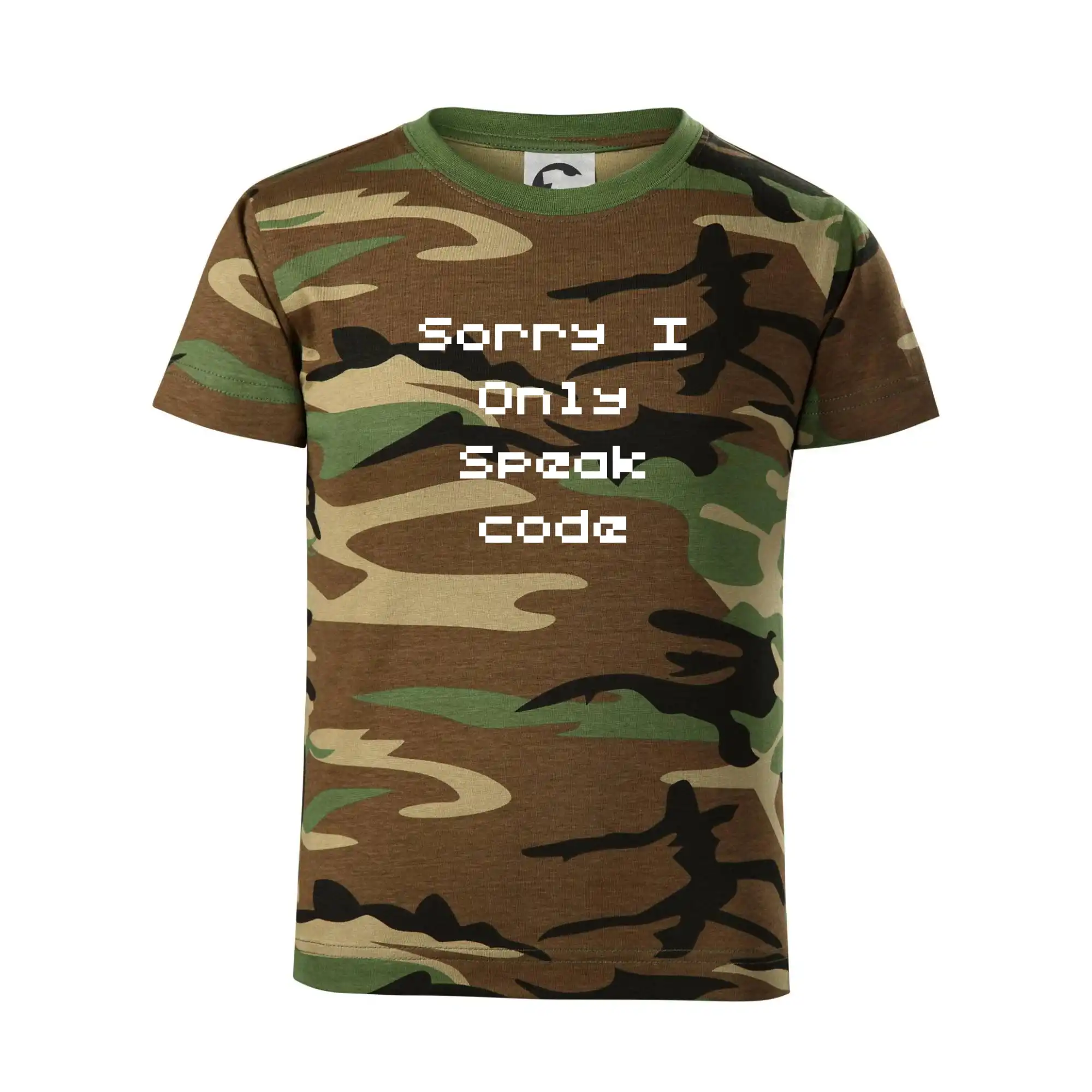 Tričká pre ajťákov - Sorry I Only Speak code - Detské maskáčové tričko