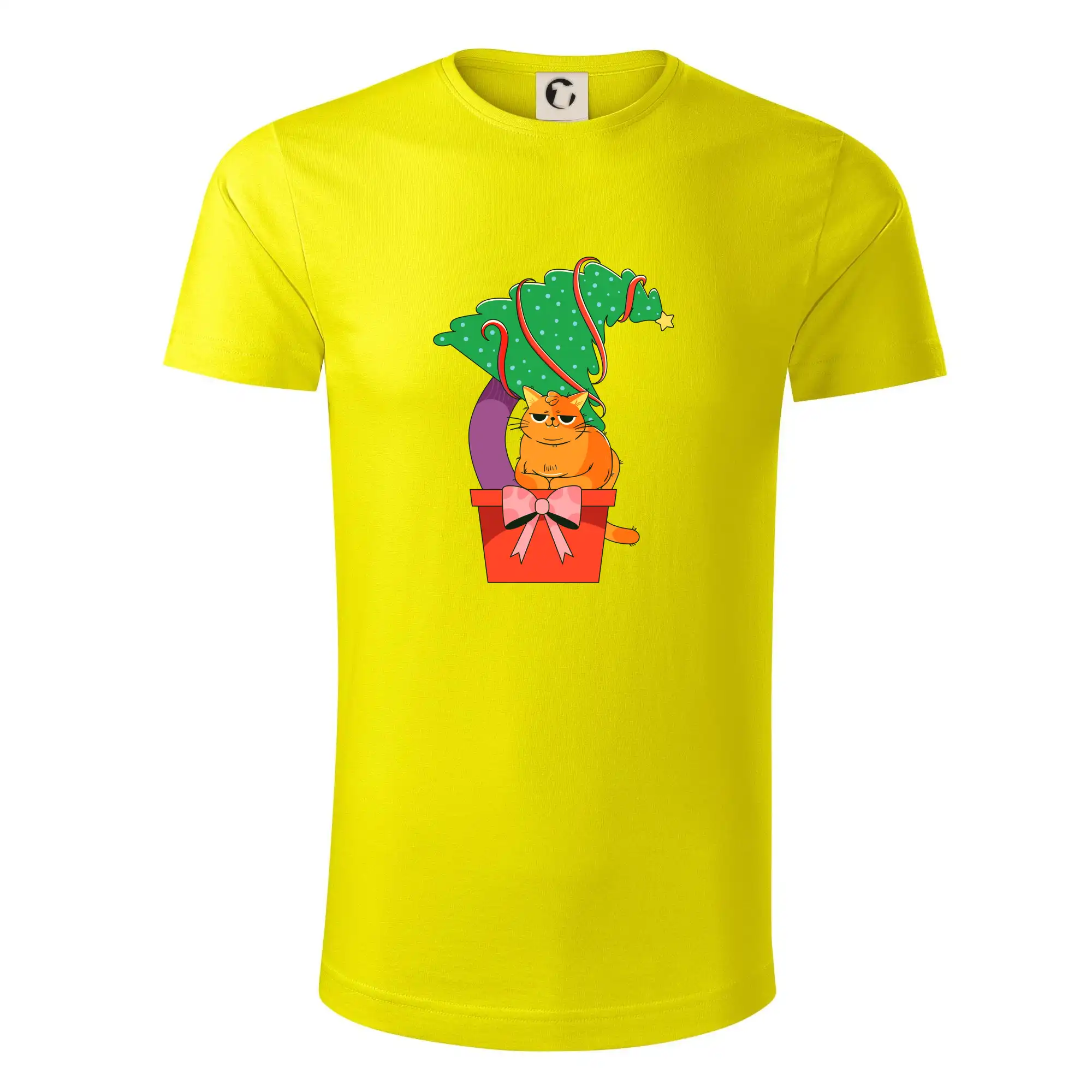 Vtipná tričká s mačkou - Mačka a stromček - Tričko z organickej bavlny
