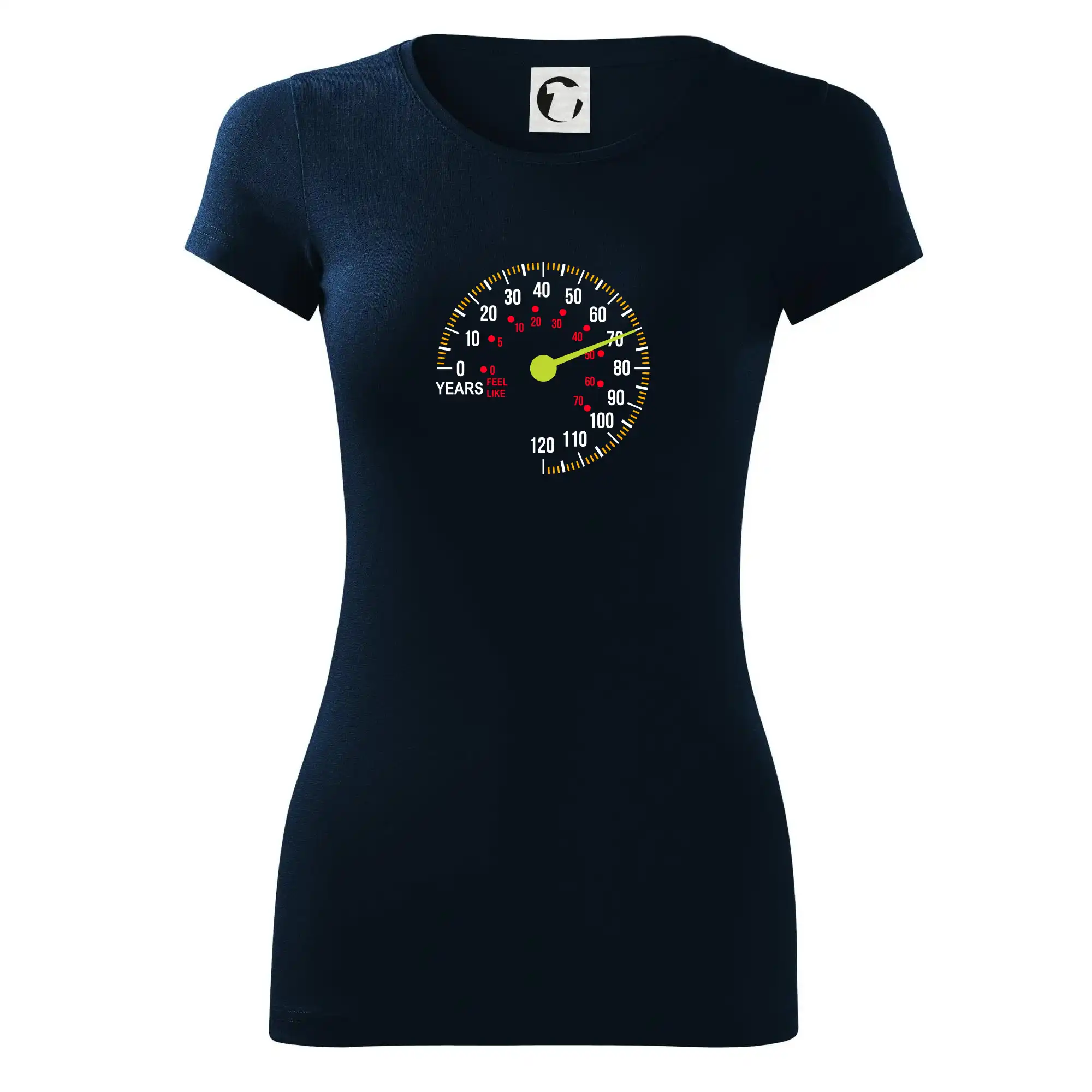 Tričká k narodeninám - Tachometer cíti sa - 70 rokov - Dámske tričko Glance - Priliehavejší strih