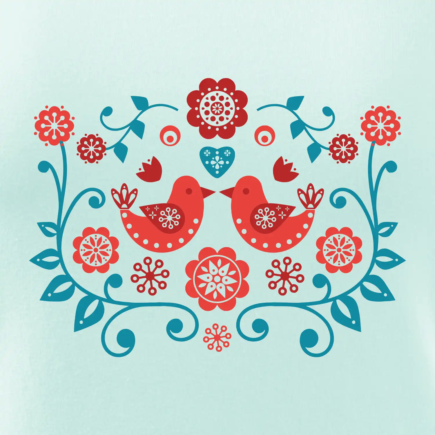 folklor - dva červení ptáčci