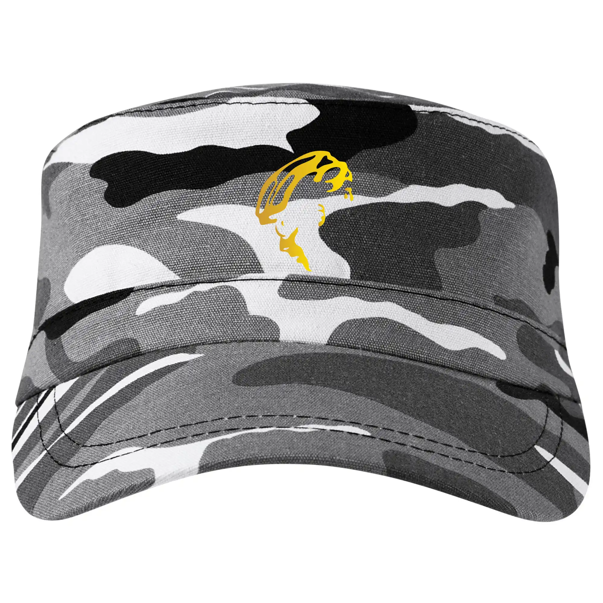 Tričko ako darček pre cyklistu - Hlava cyklista zlatá - Šiltovka CAMO