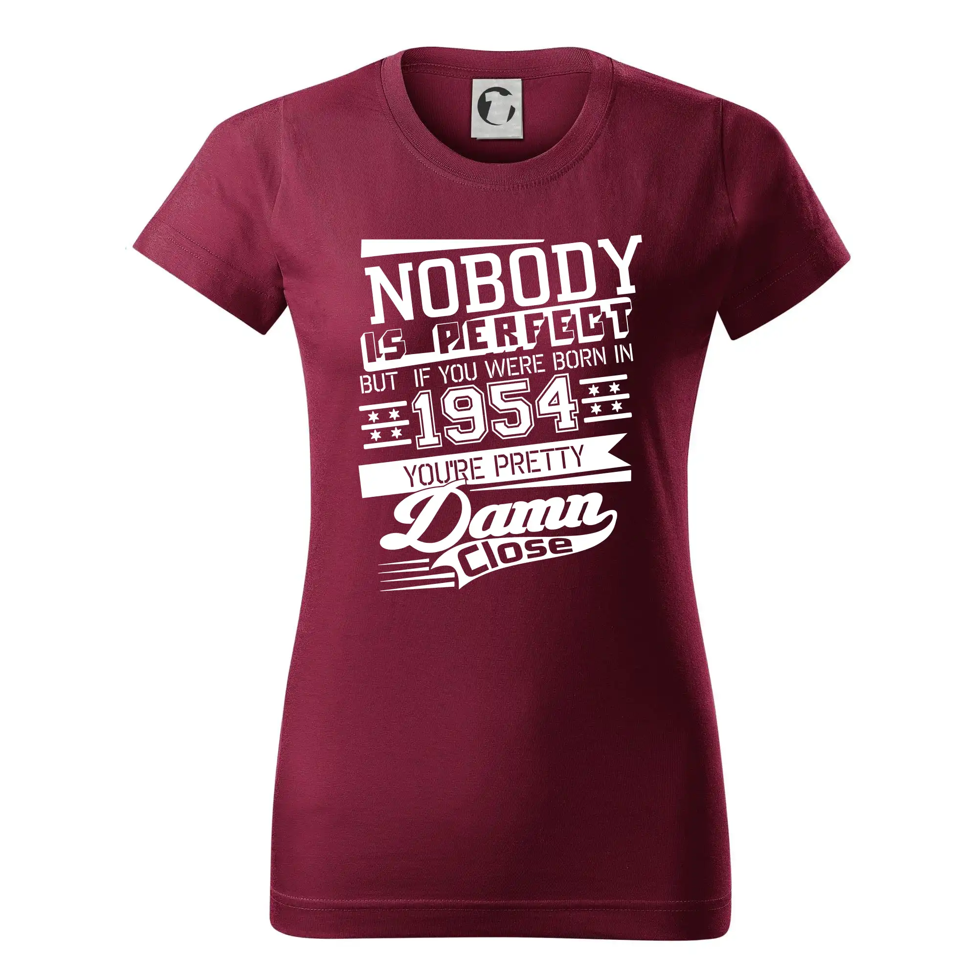 Trička s ročníkom 1954 - Nobody is perfect - 1954 - Dámske tričko basic - ľahko voľnejšie a dlhšie