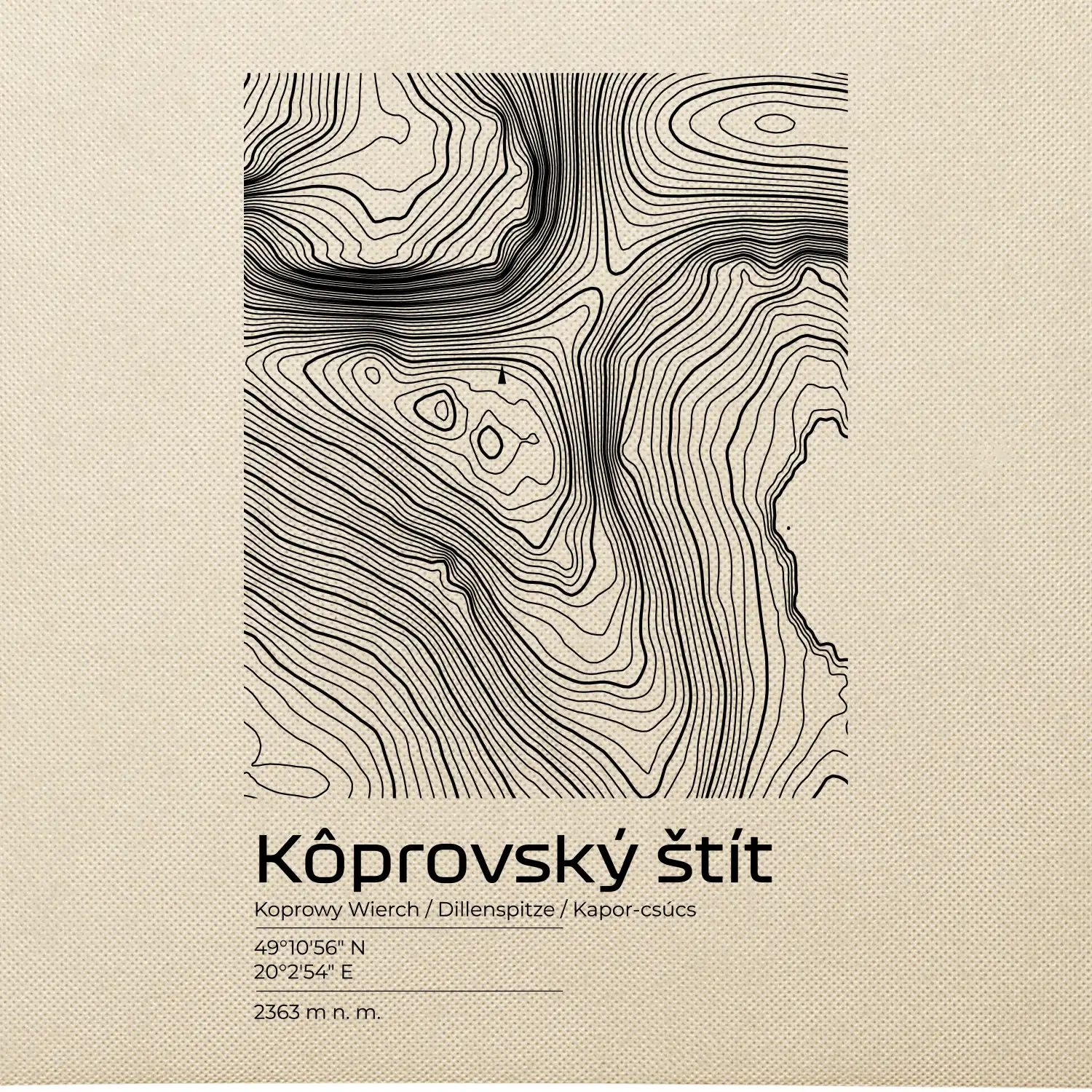 Kôprovský štít - vrstevnice v obdélníku