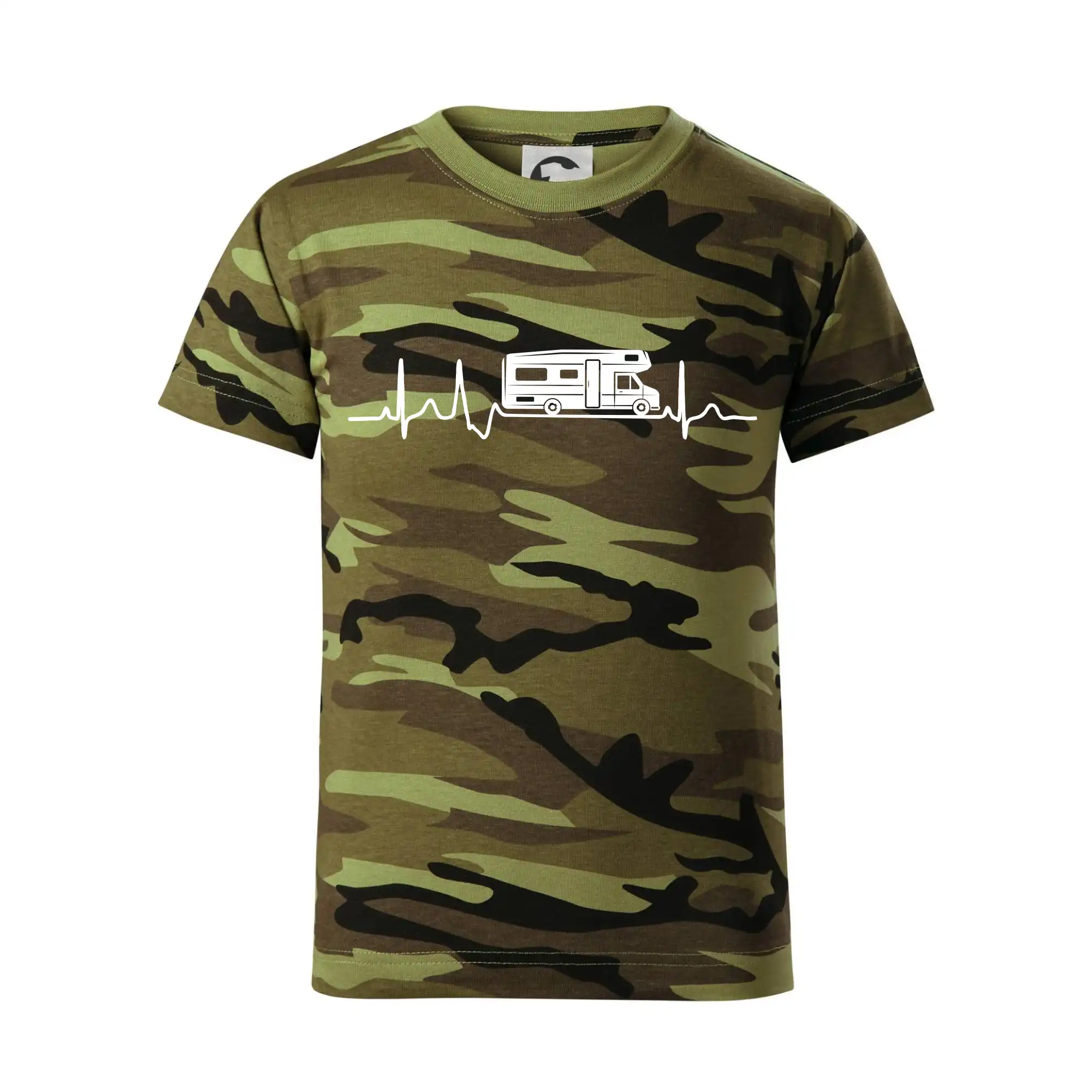 Trička na kempovanie - EKG obytňák - Detské maskáčové tričko