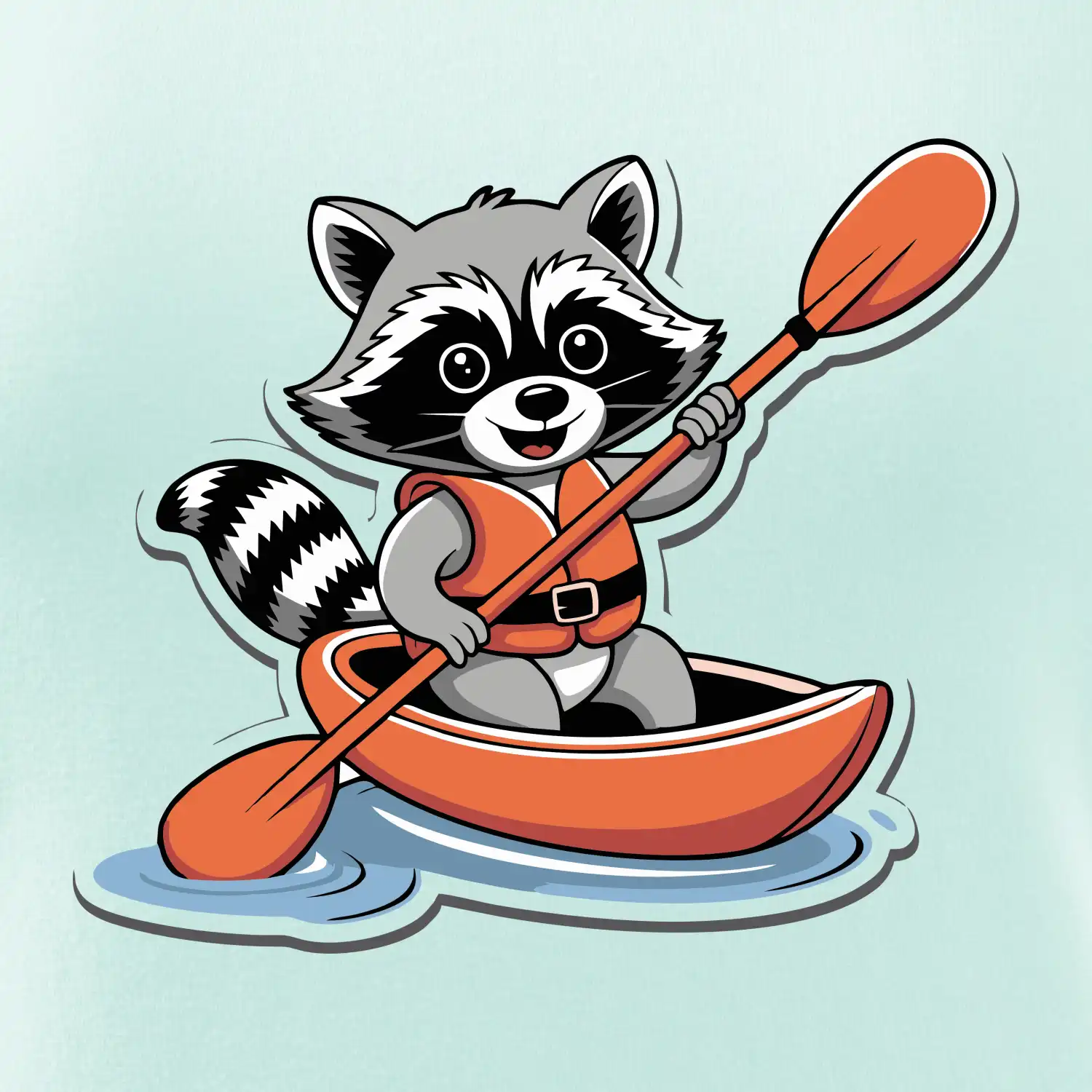 Mýval v kajaku kreslený