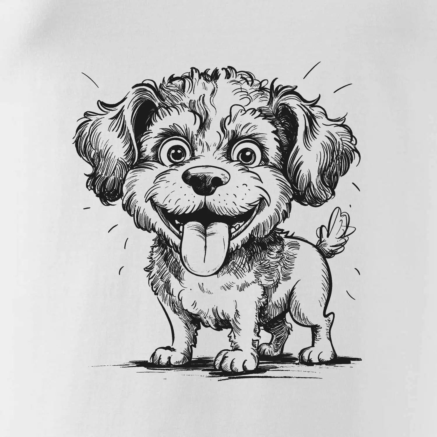 Lagotto romagnolo karikatura vypláznutý jazyk