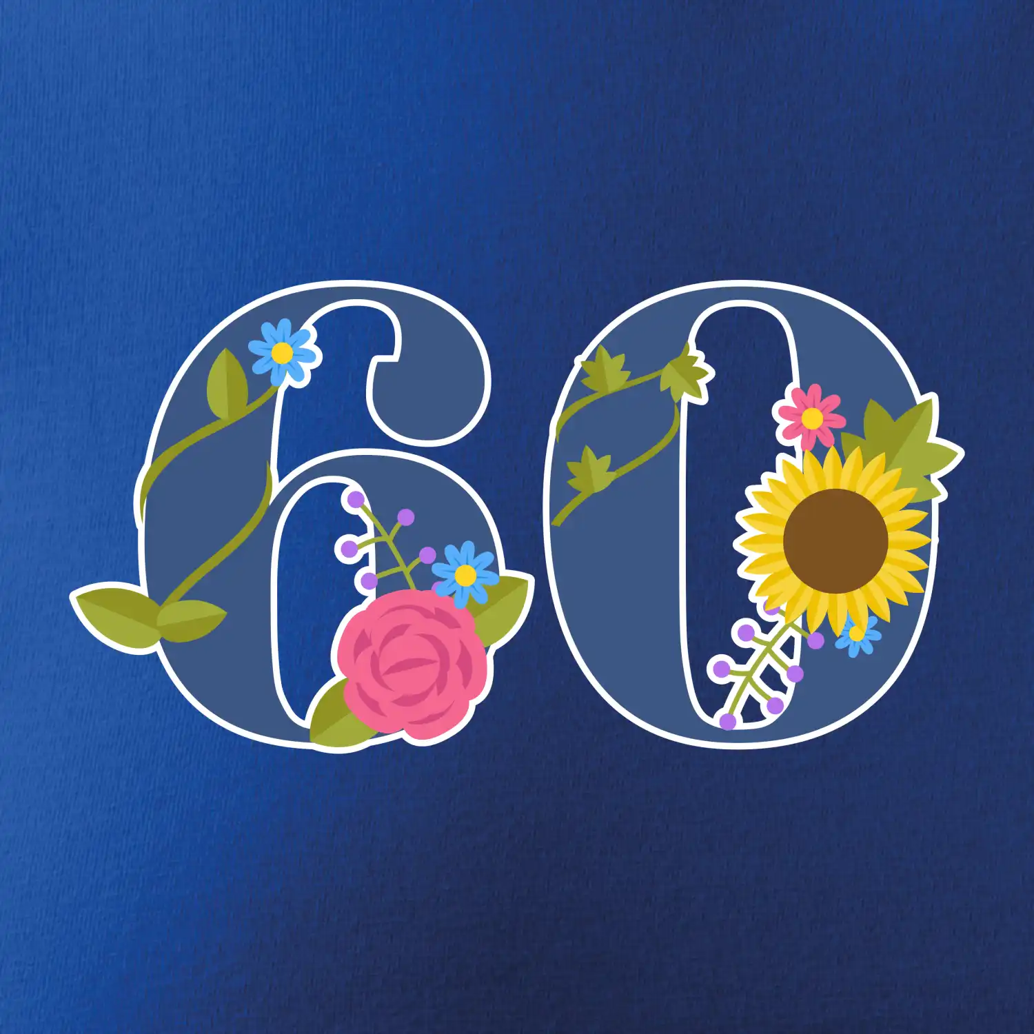 Květinové číslo kreslené - 60