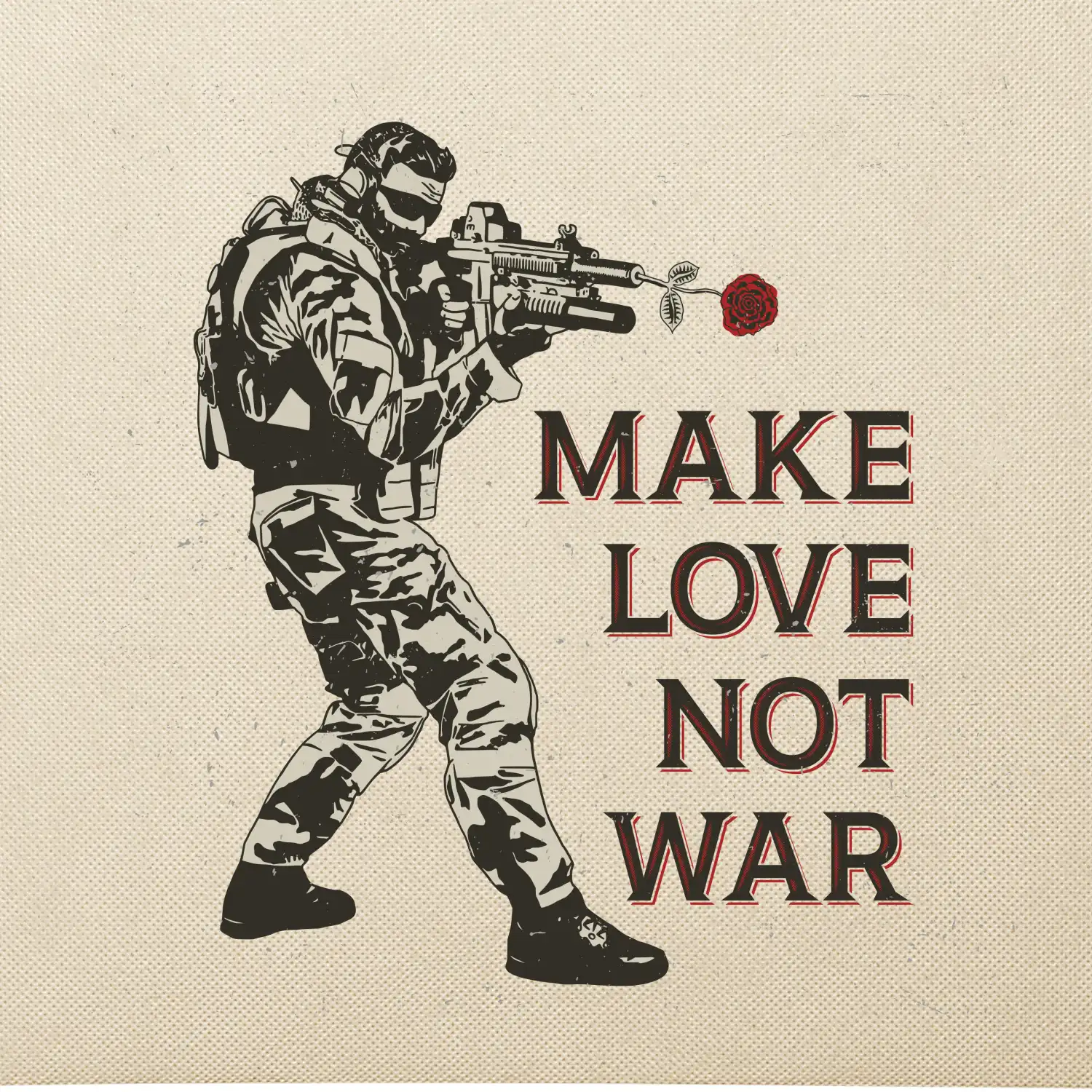 Růže ve zbrani, make love not war