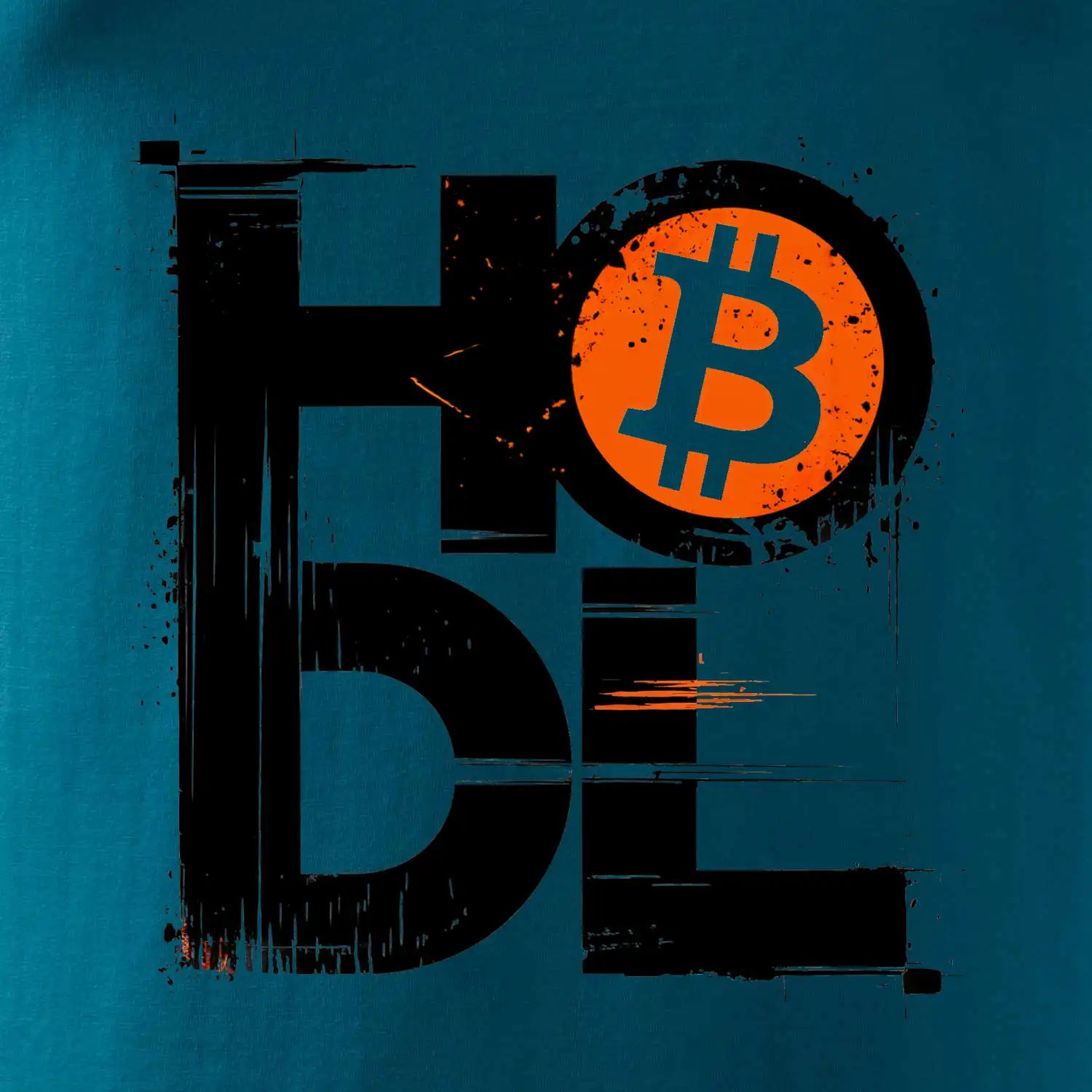 Hodl velký nápis a logo BTC
