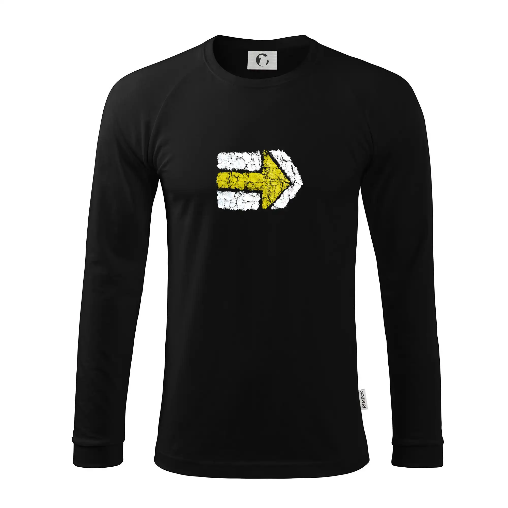 Trička na kempovanie - Párová turistická značka žlutá - Pánske tričko s dlhým rukávom LS130