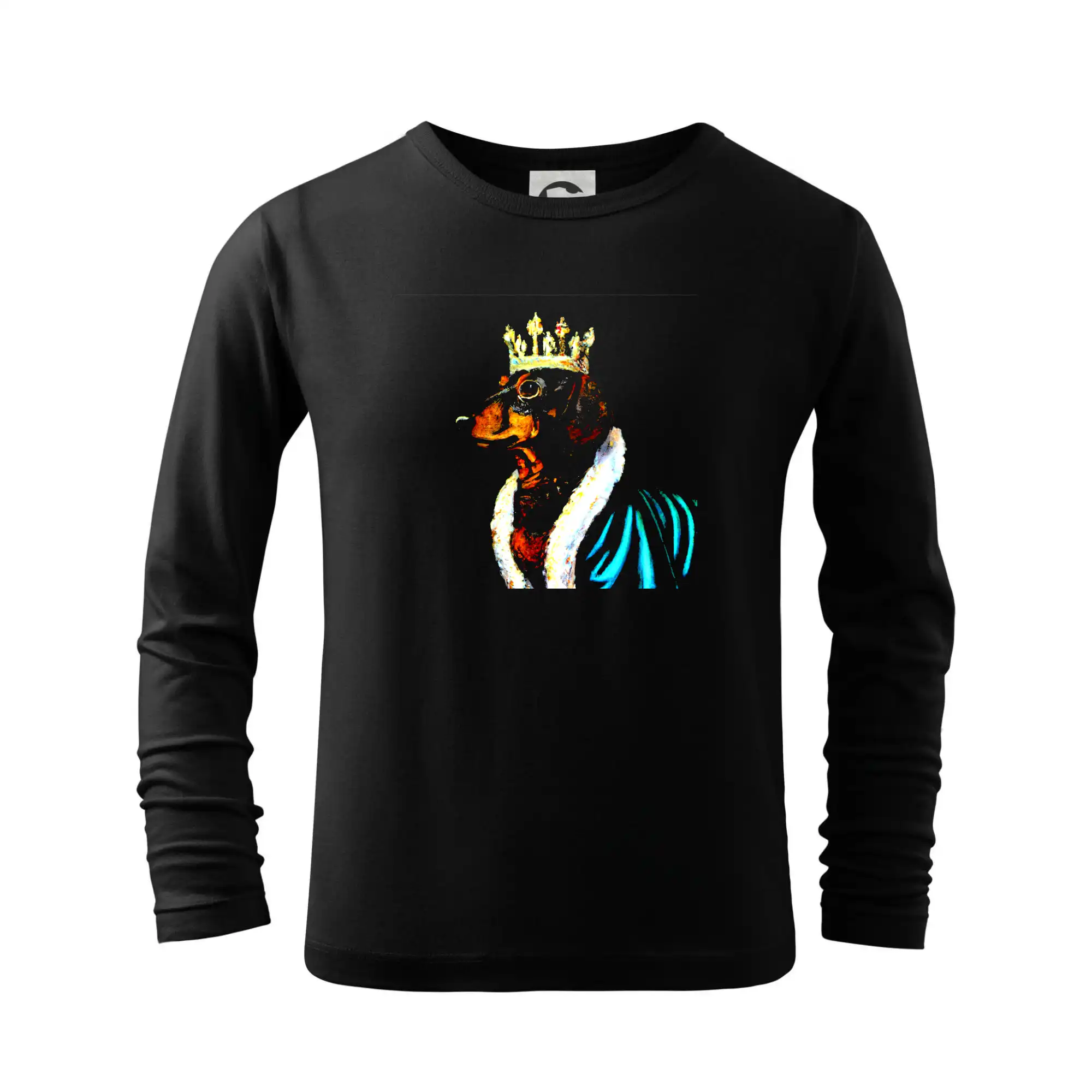 Tričká s motívom jazvečíka - Jazvečík kráľ - olejomaľba - Tričko detské Long Sleeve