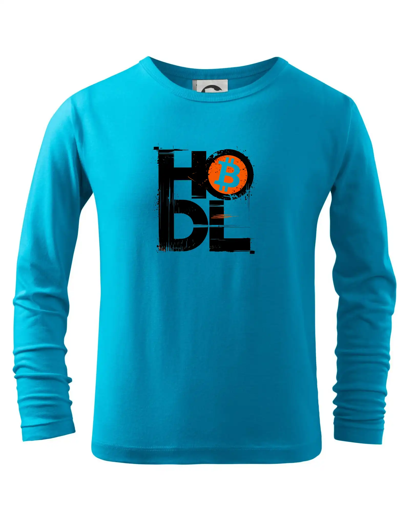 Hodl velký nápis a logo BTC - Tričko detské Long Sleeve