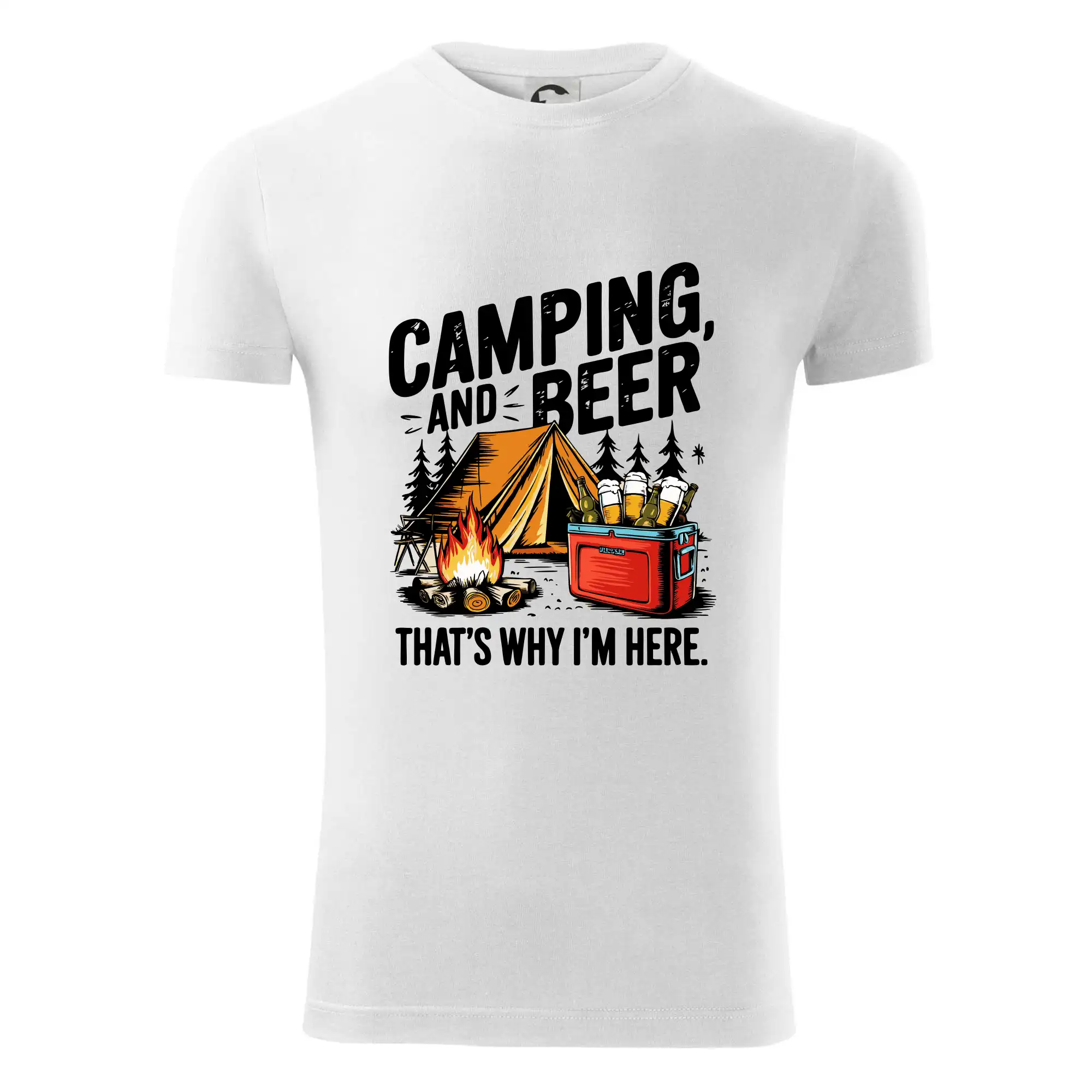 Černý nápis nápis Camping and beer