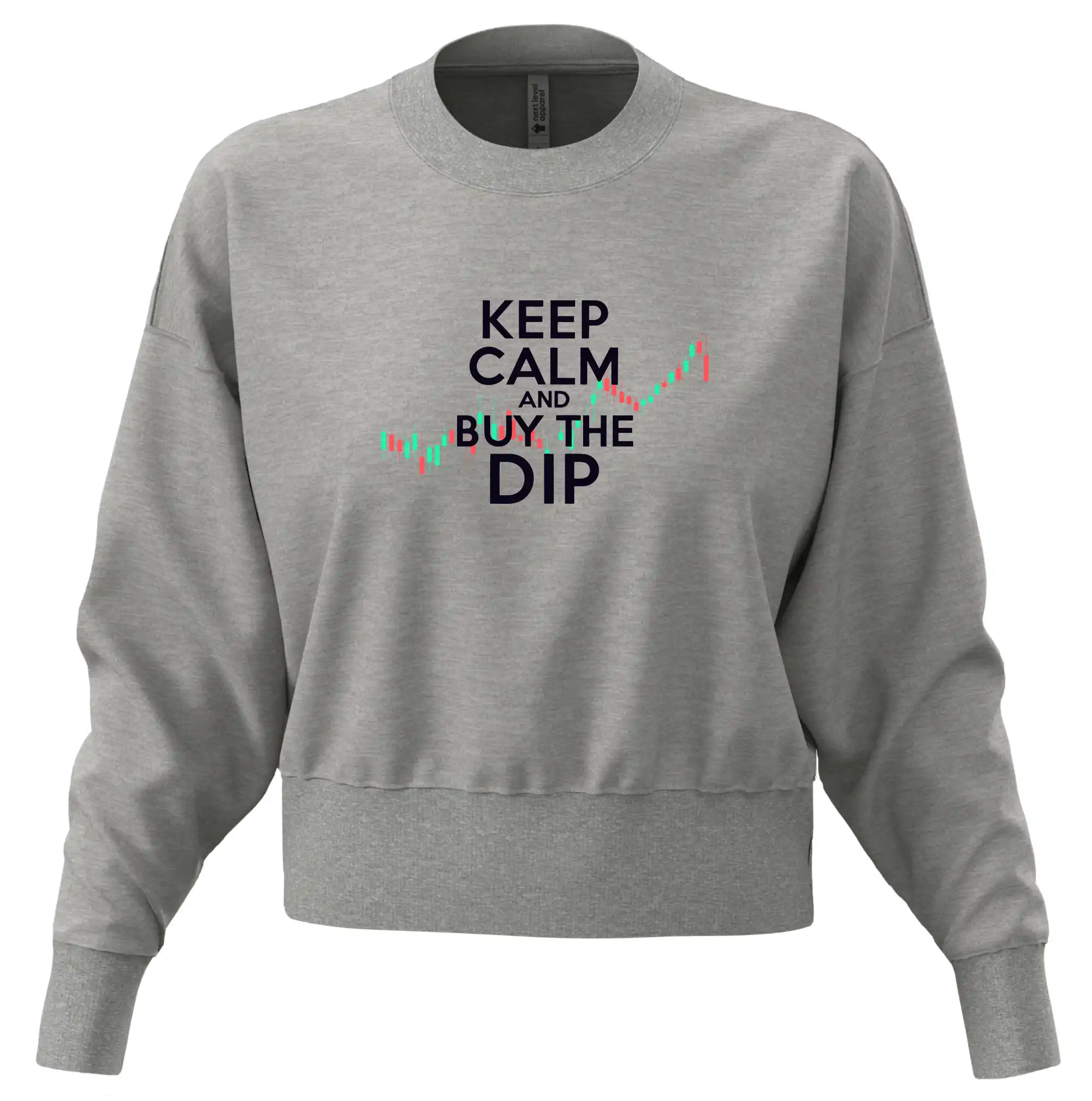 Zelenočervený graf Keep Calm and Buy the Dip - Mikina oversize crop OVERSIZE