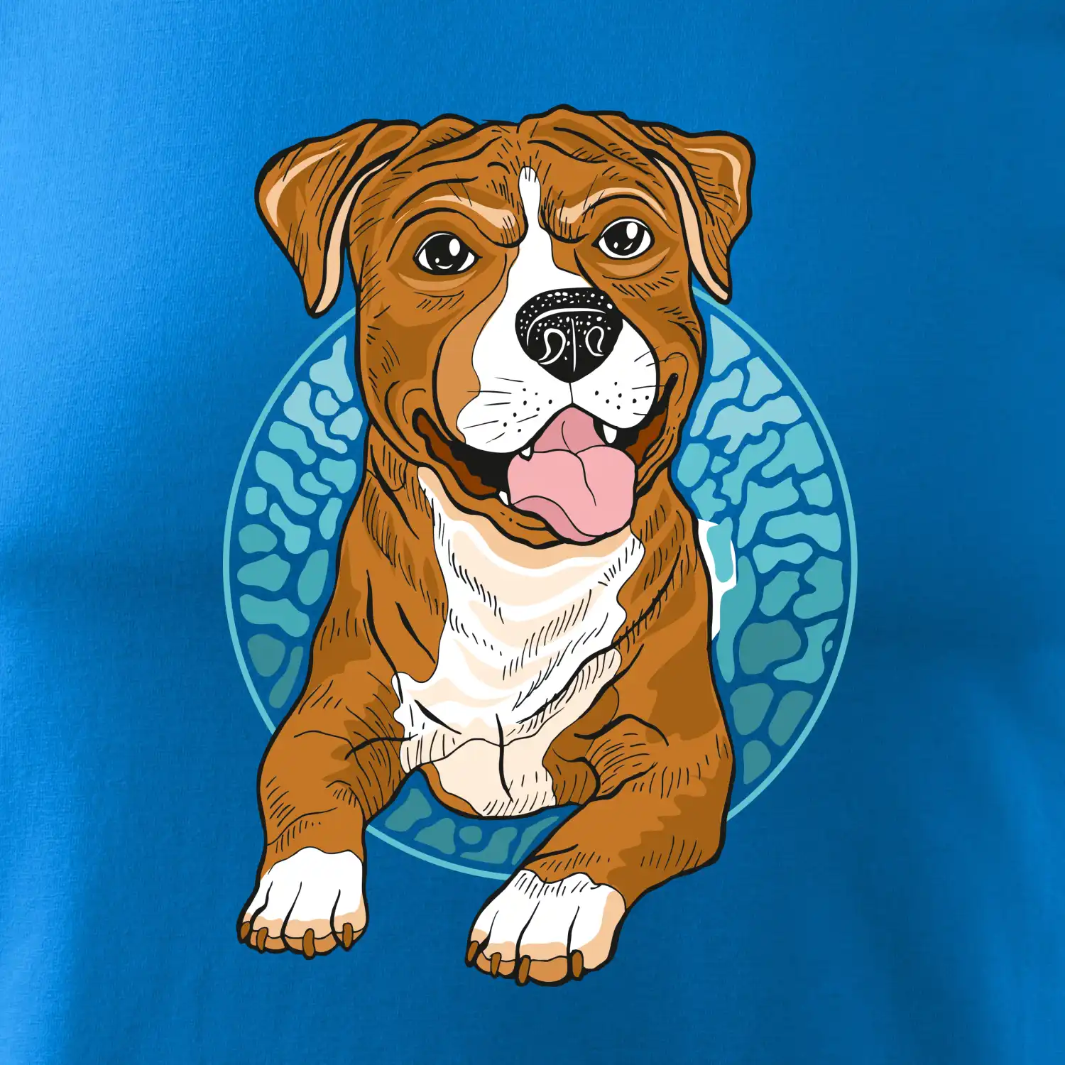 Americký staford kreslený v kolečku (Pecka design)