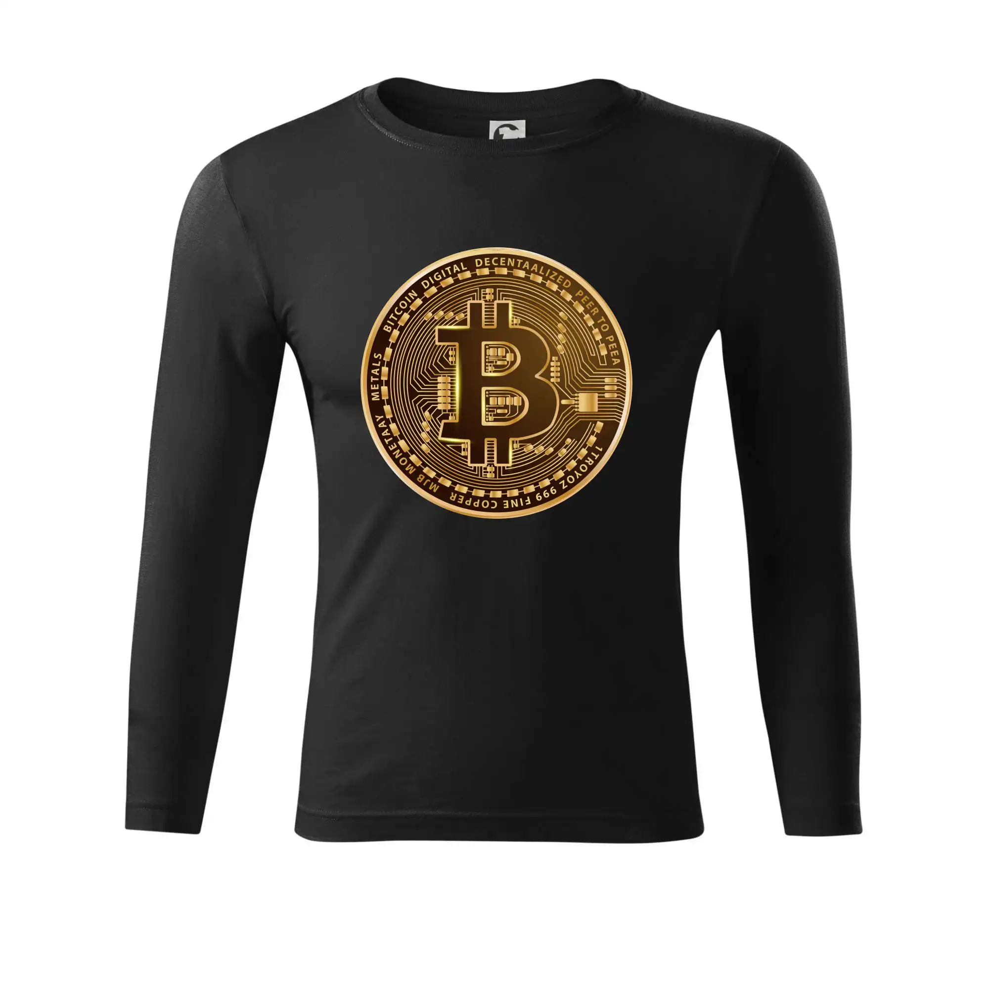 Bitcoin zlatá minca guľatá - Tričko Progress s dlhým rukávom