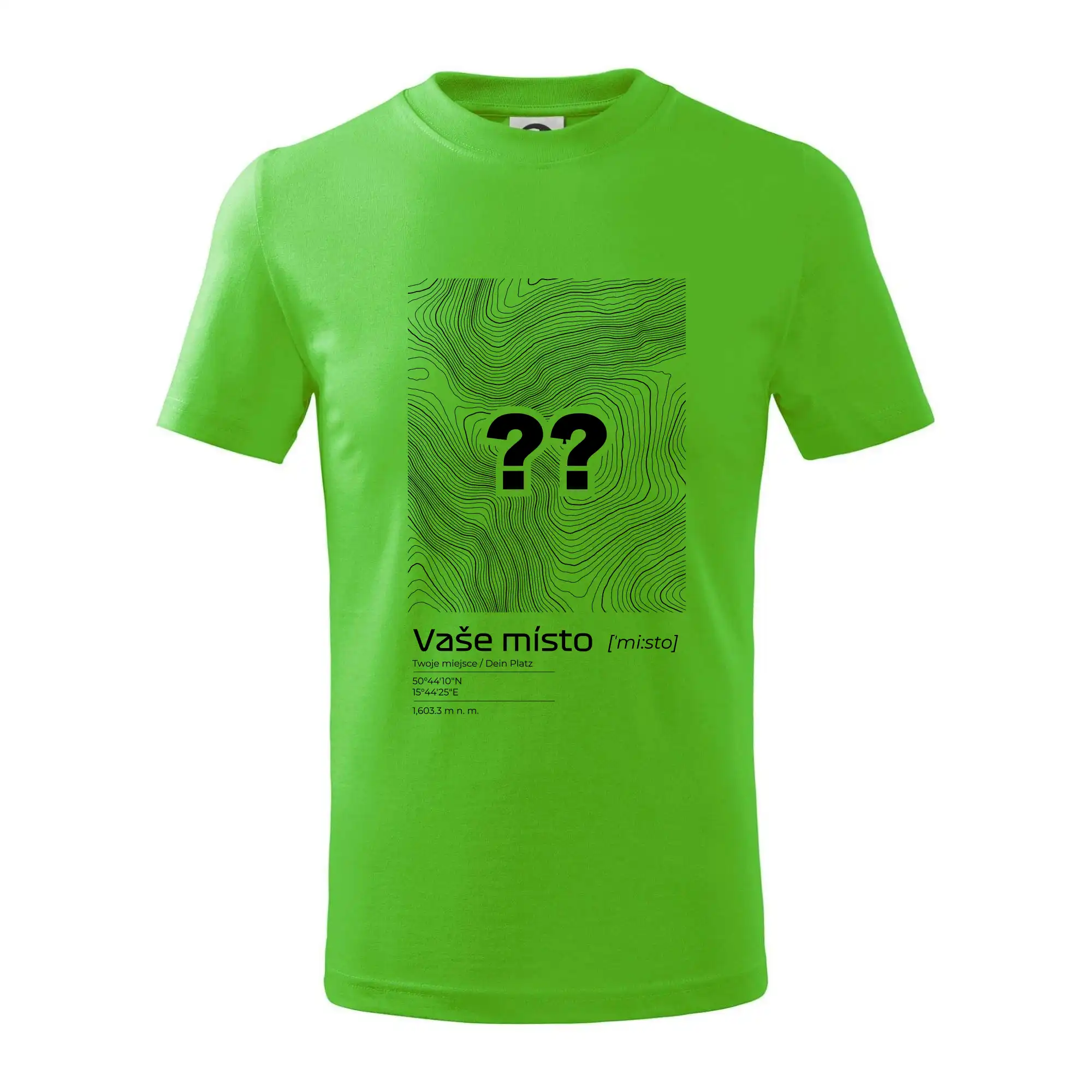 Vaše místo - vrstevnice v obdélníku