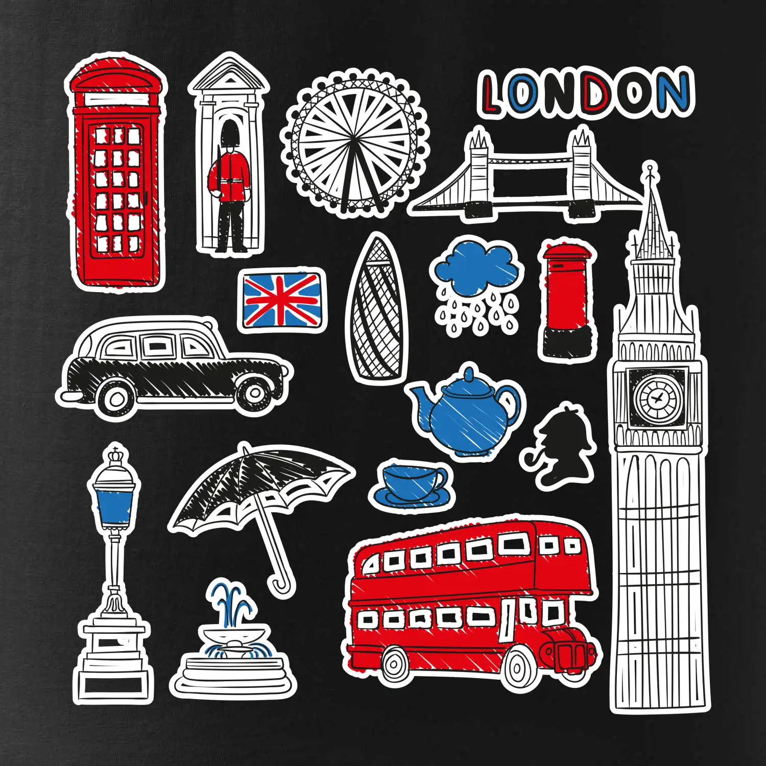 Velká Británie - kreslené ikonky