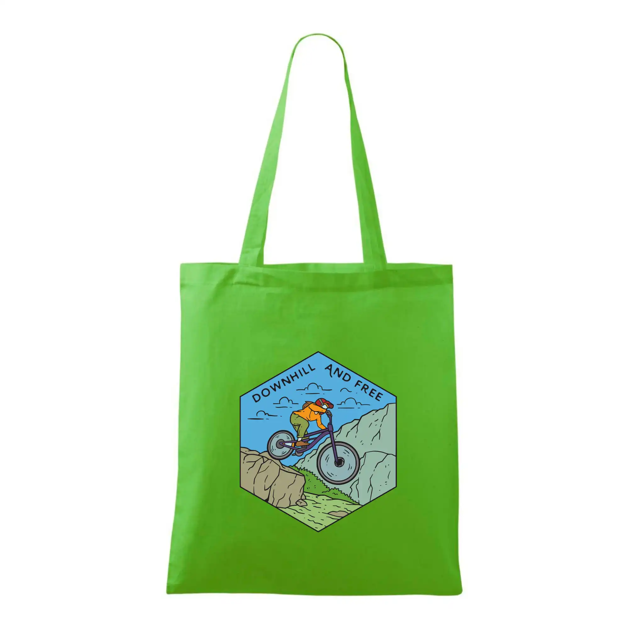 Tričko ako darček pre cyklistu - Downhill and free kluk/holka - Taška bavlnená