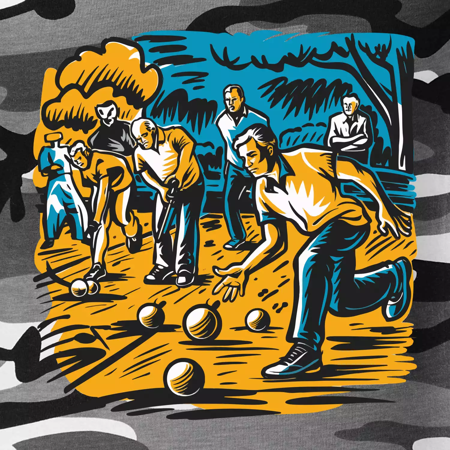 Petanque hra - modro oranžová