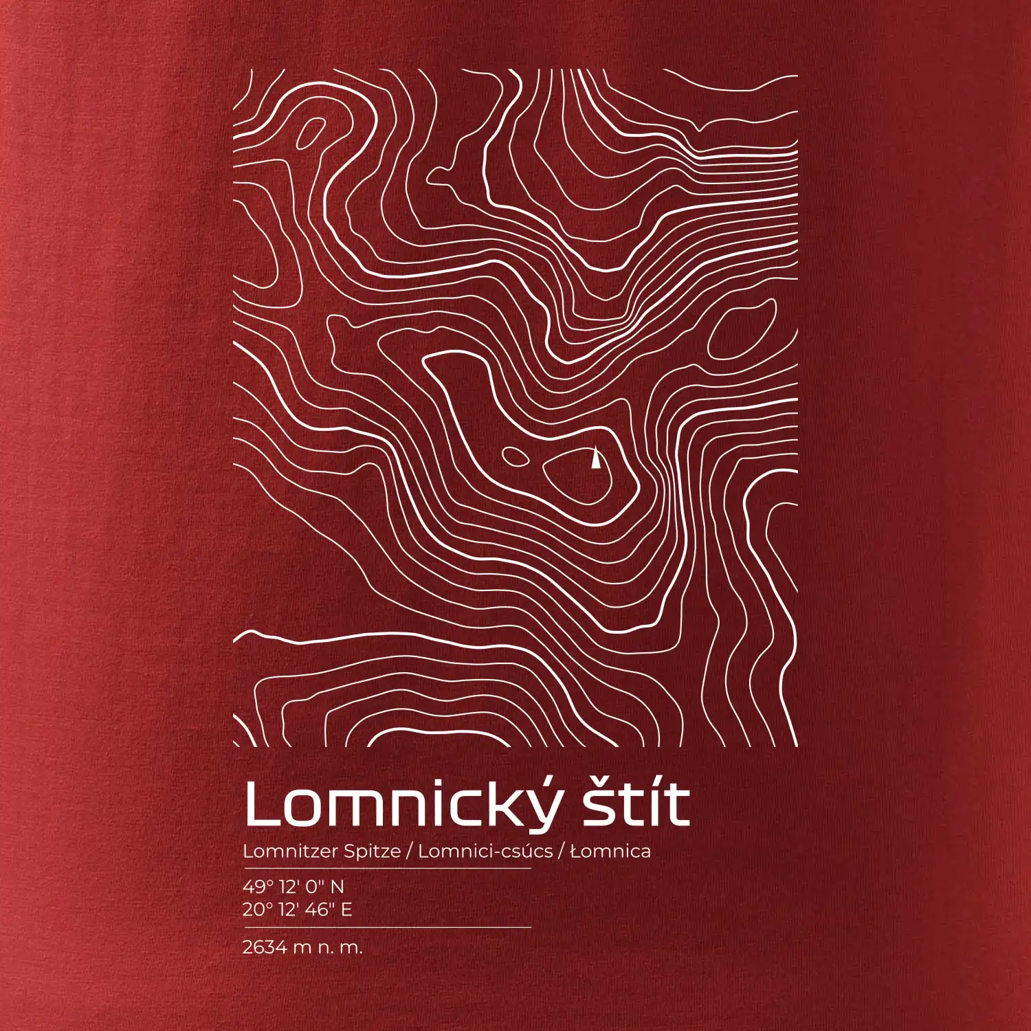 Lomnický štít - vrstevnice v obdélníku