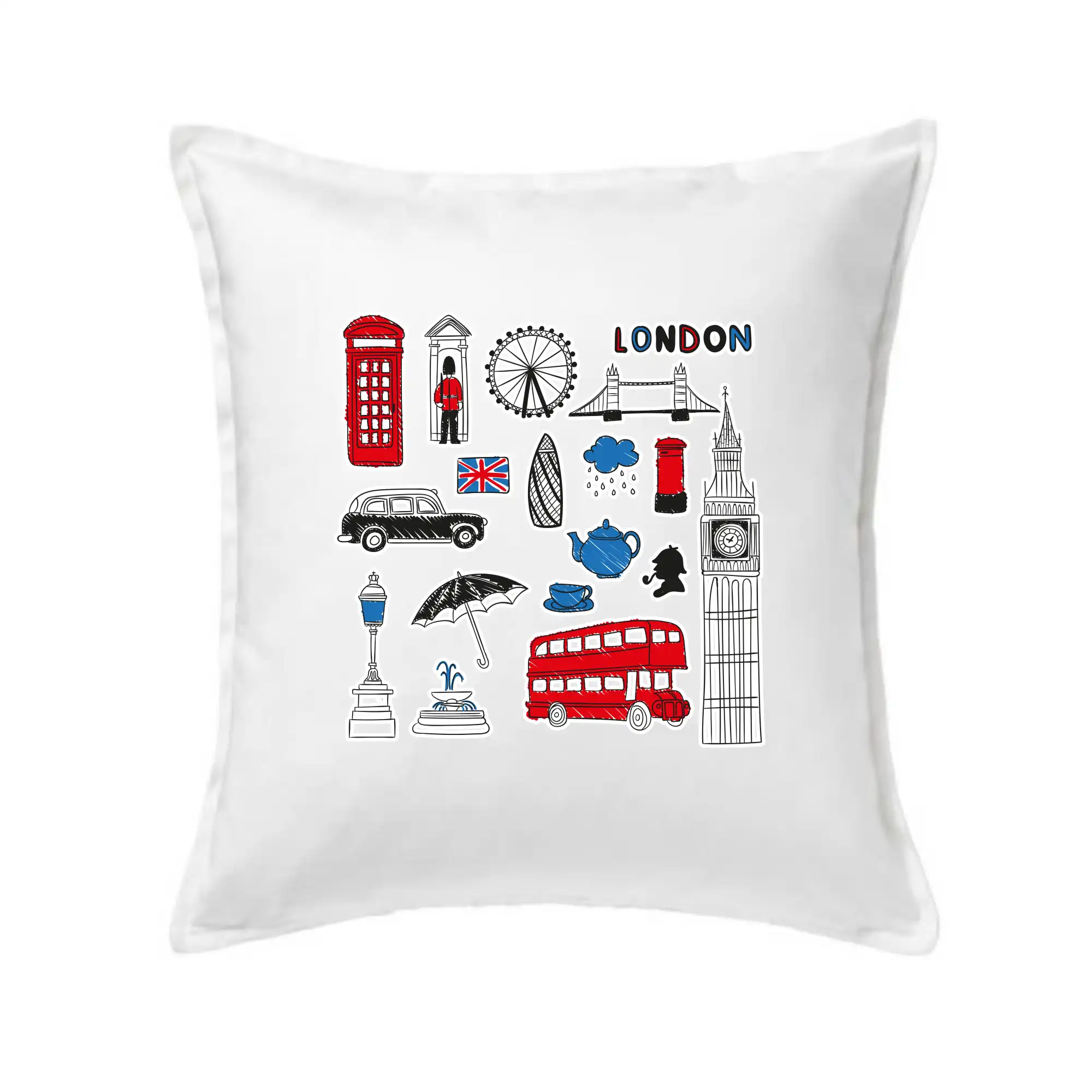 Tričká Anglicko - Velká Británie - kreslené ikonky - Vankúš 50x50