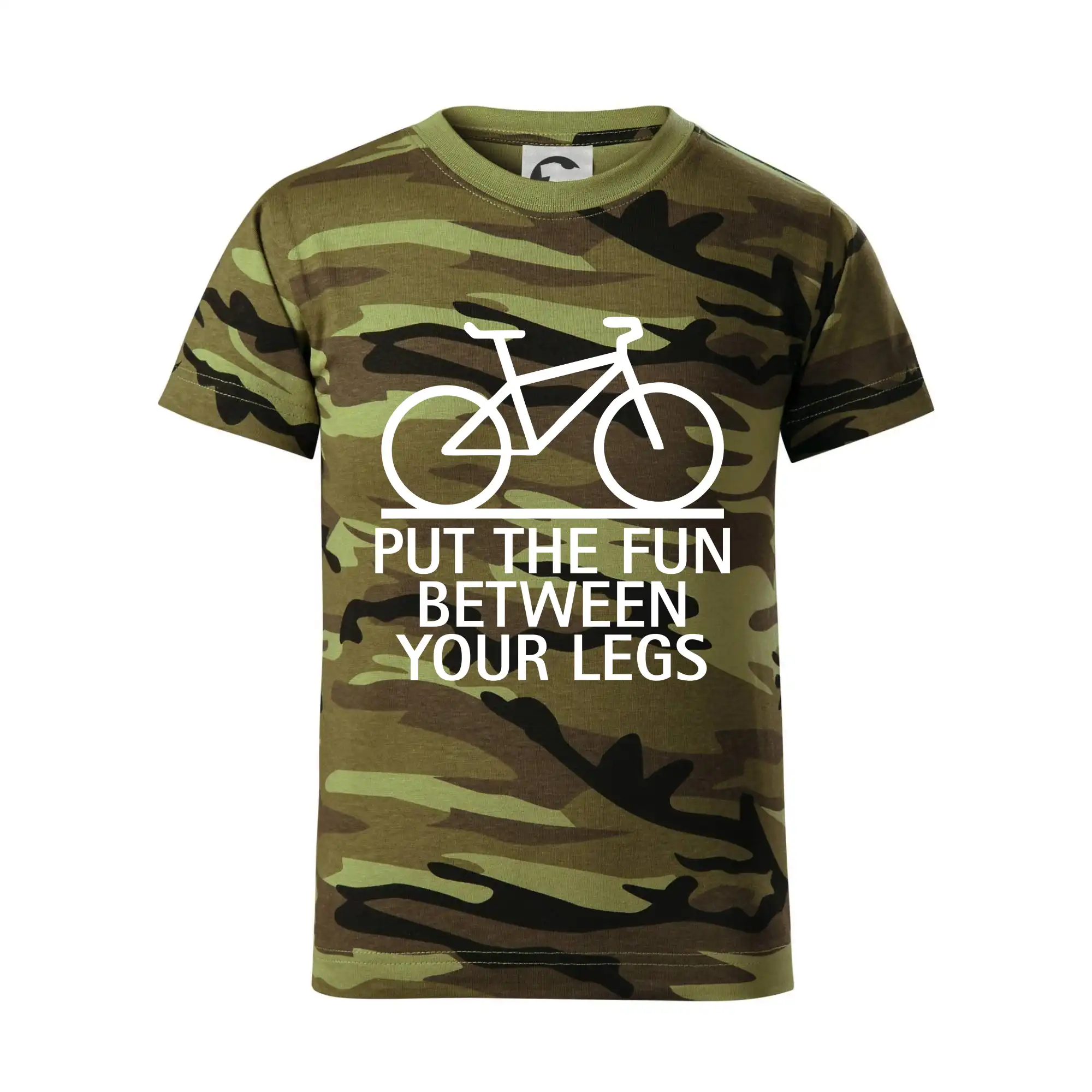Tričko ako darček pre cyklistu - Put the fun between your legs - Detské maskáčové tričko