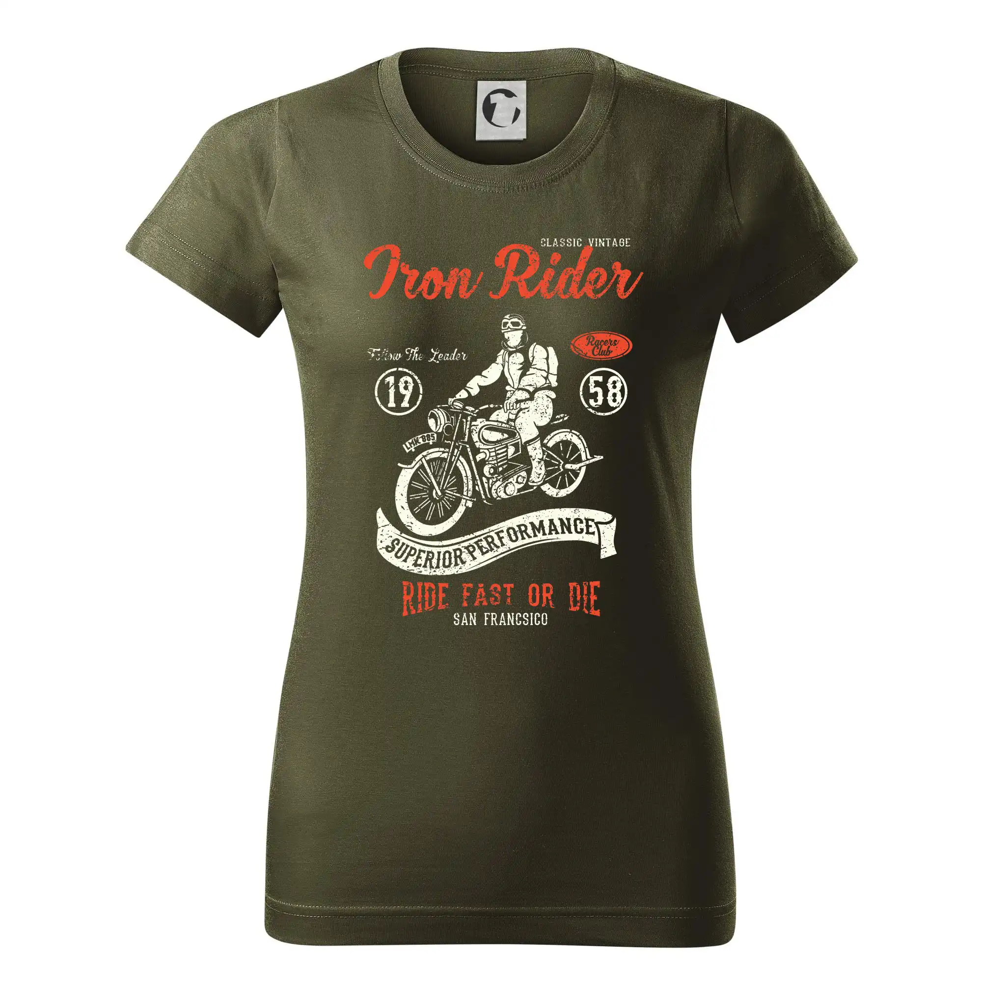 Tričká a mikiny s potlačou motoriek – pre pravých motorkárov - Iron Rider - Dámske tričko basic - ľahko voľnejšie a dlhšie