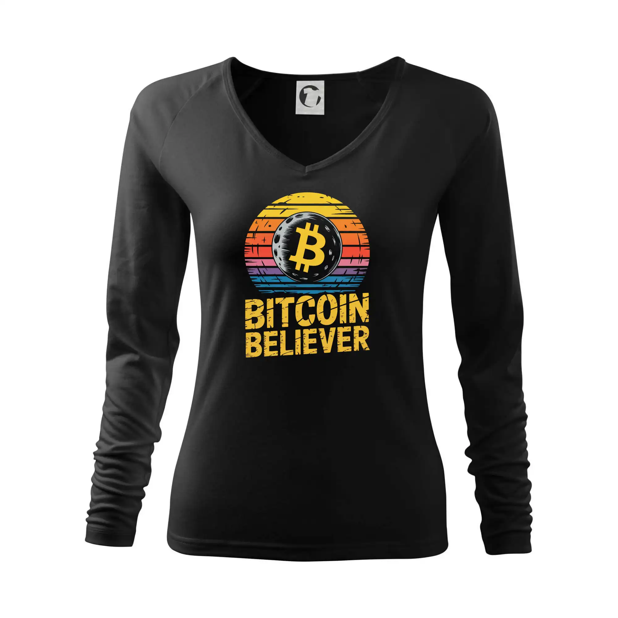 Bitcoin Believer Vintage retro sunset - Tričko dámske Elegance