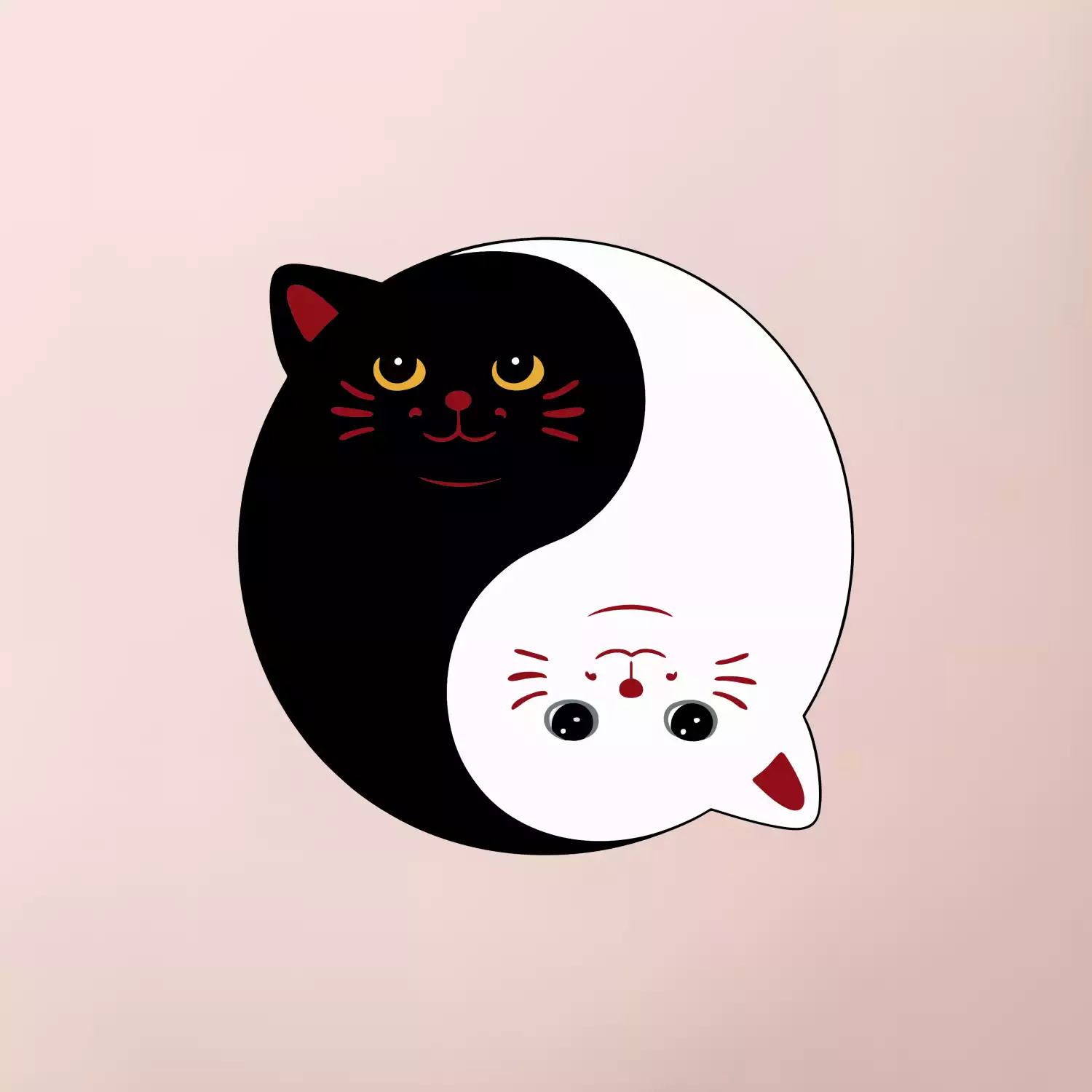 Kočky jin jang barevné