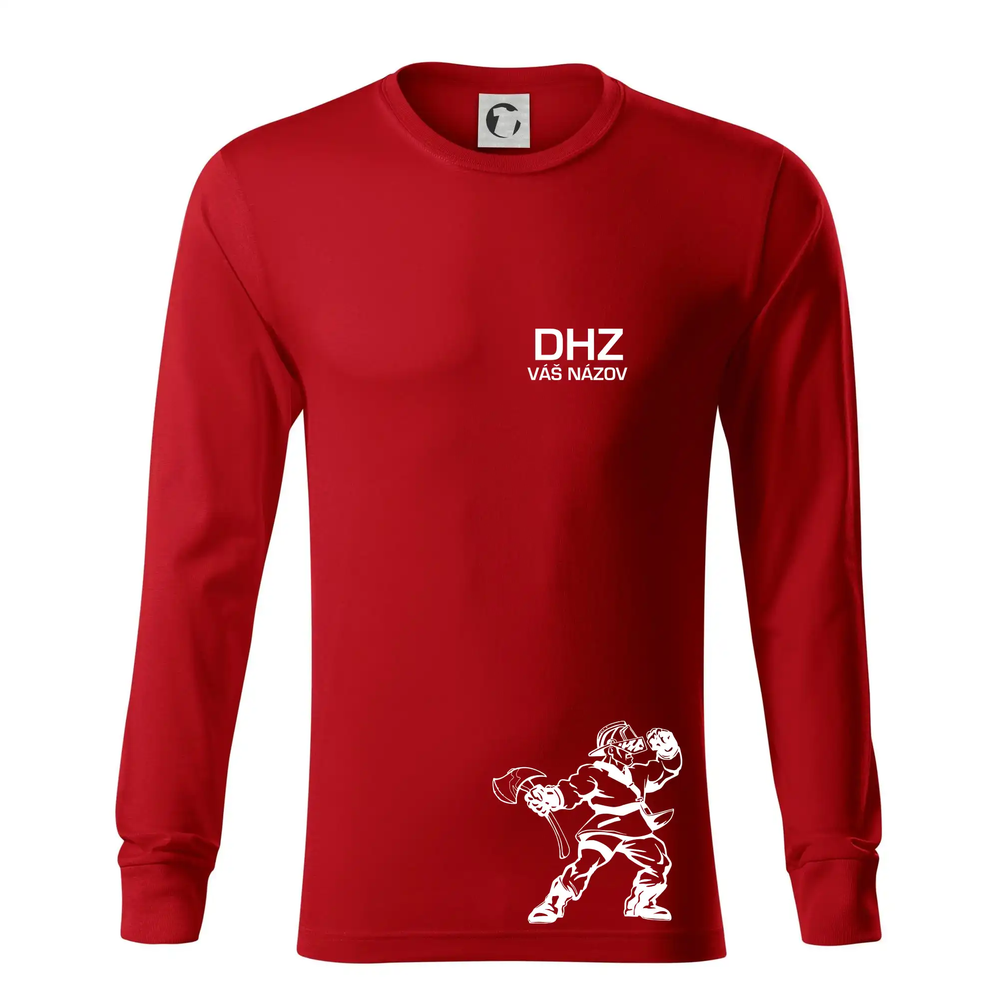 Originálne tričká pre hasičov - DHZ postava - vlastný názov - Tričko s dlhým rukávom LS R05