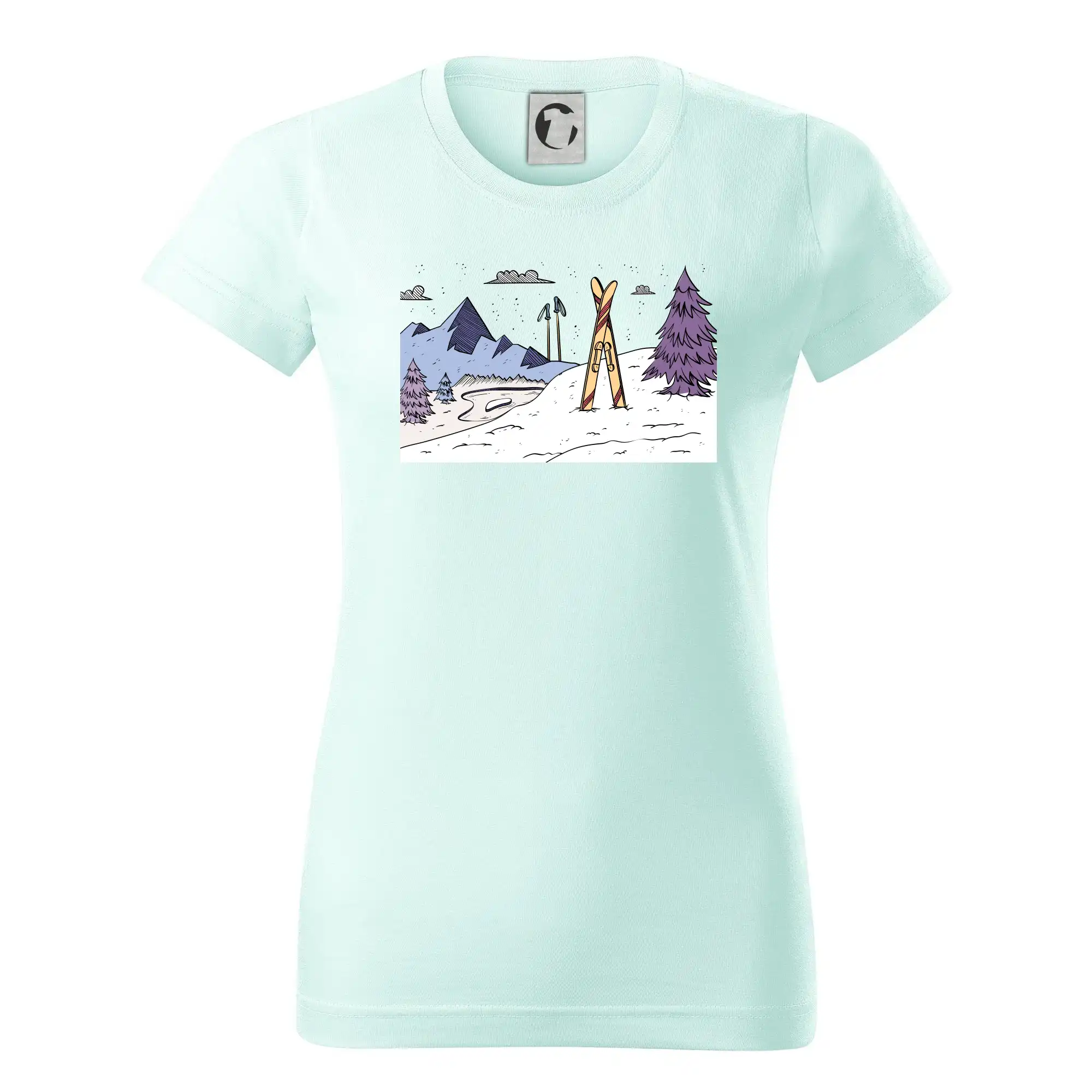 Lyže a Snowboard - Panoráma lyžovania - Dámske tričko basic - ľahko voľnejšie a dlhšie