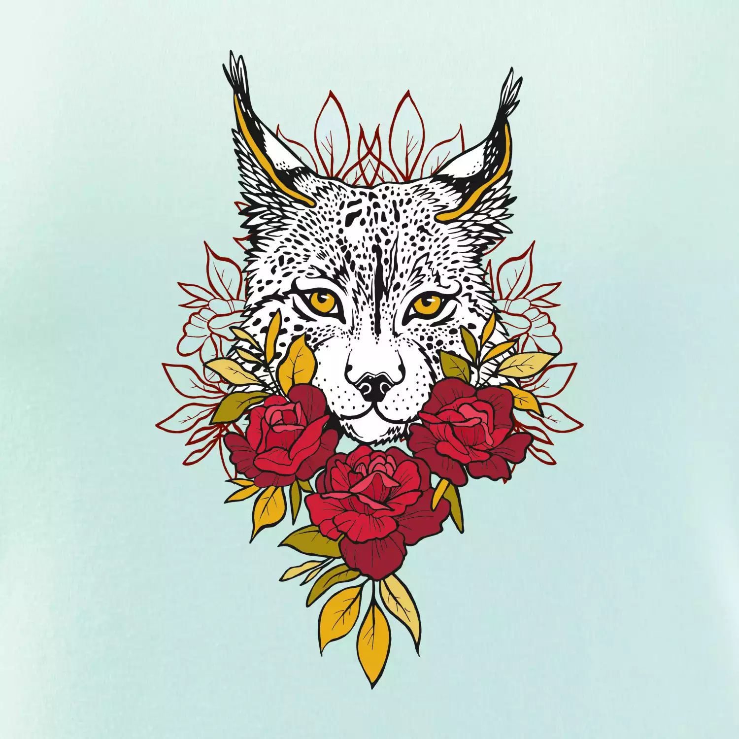 Rys s červenými ružami (Pecka design)