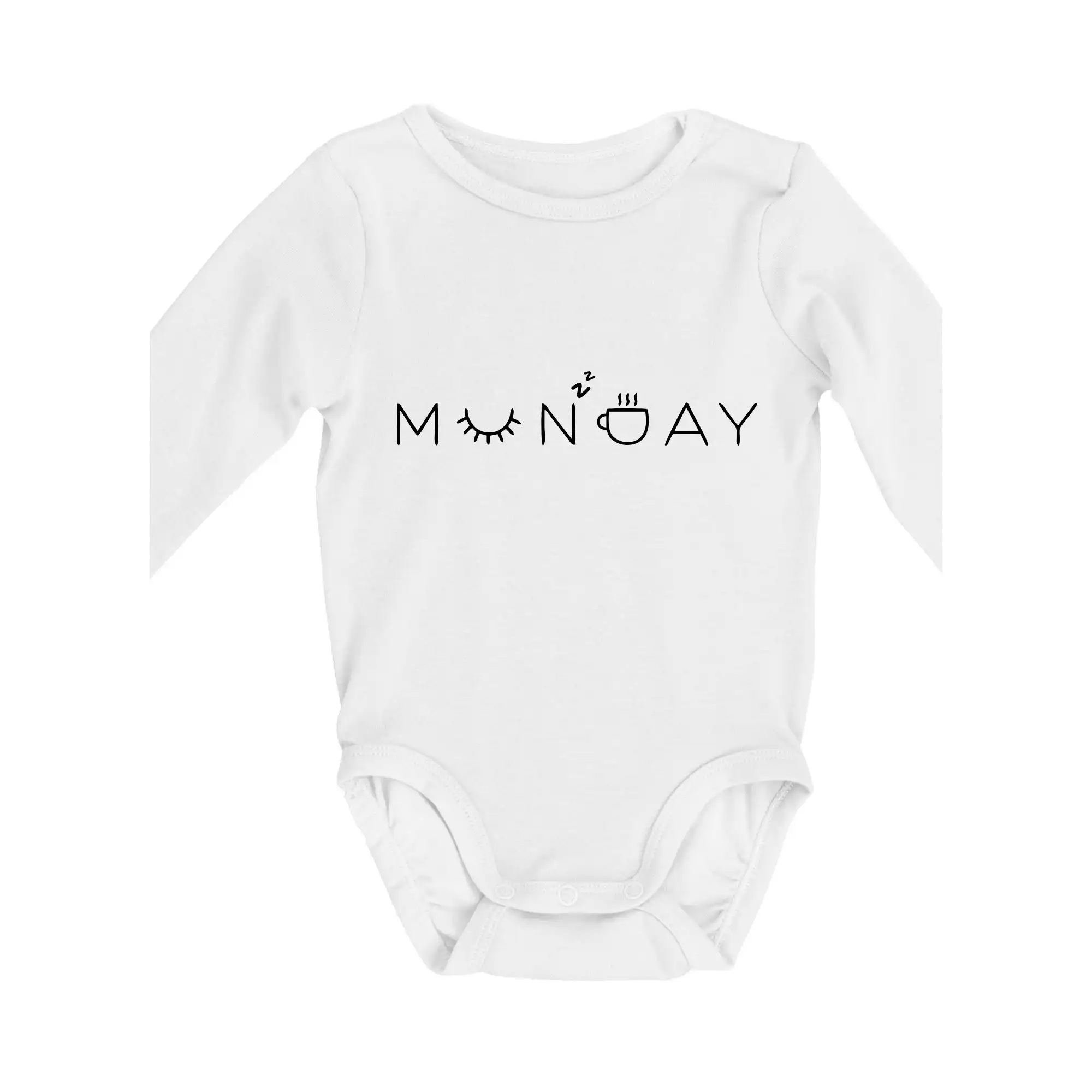 Motívy pre baristu a milovníkov kávy - Monday nápis - Body dojčenské s dlhým rukávom