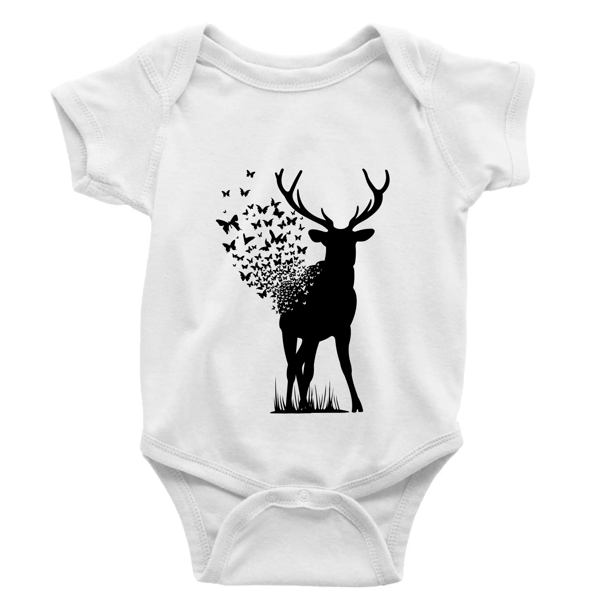 Tričká so zvieratami - Deer Butterfly - Body dojčenské s krátkym rukávom