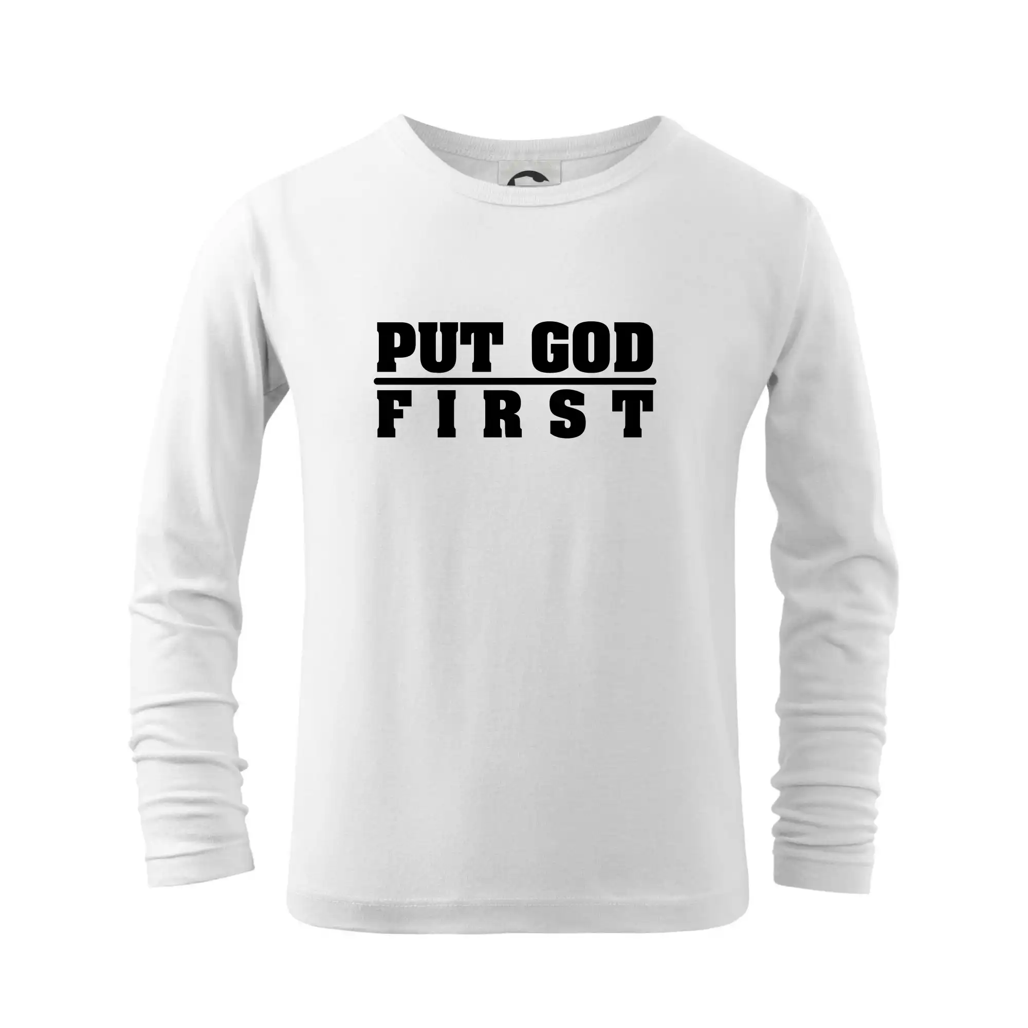 Put God first hrubý nápis - Tričko detské Long Sleeve