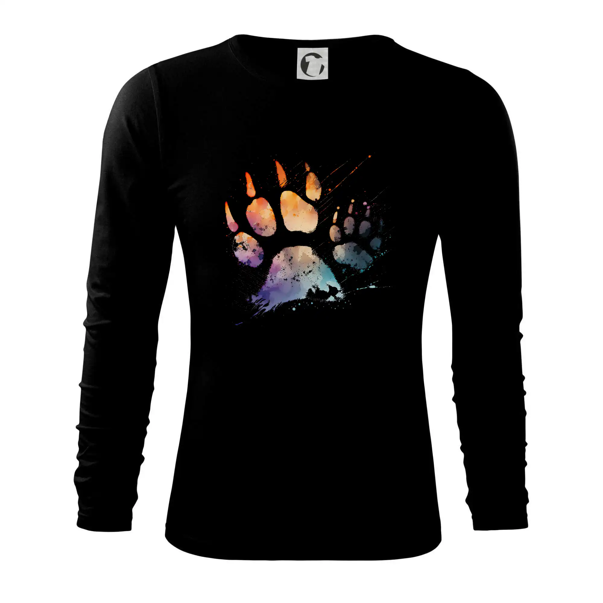 Vtipná tričká s mačkou - Dve mačacie packy vodovou farbou - Tričko s dlhým rukávom FIT-T long sleeve