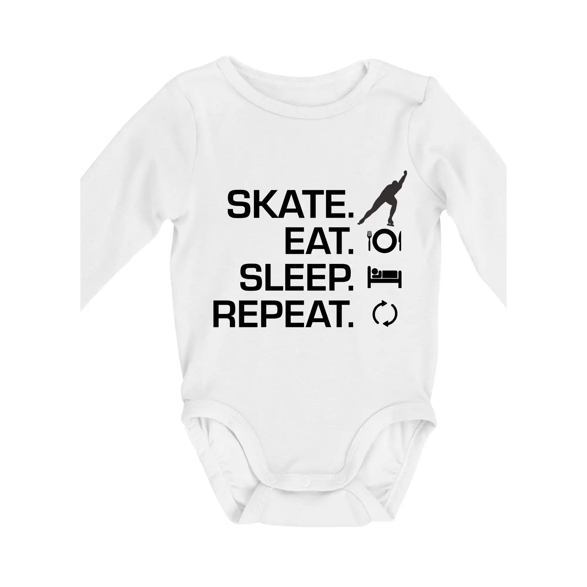 Tričká s motívom ľadových korčúľ - Eat sleep skate - ľadové korčuľovanie - Body dojčenské s dlhým rukávom
