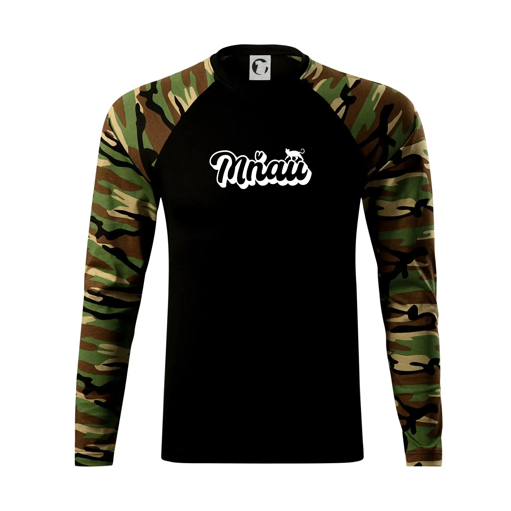 Vtipná tričká s mačkou - Mňau nápis - Camouflage LS