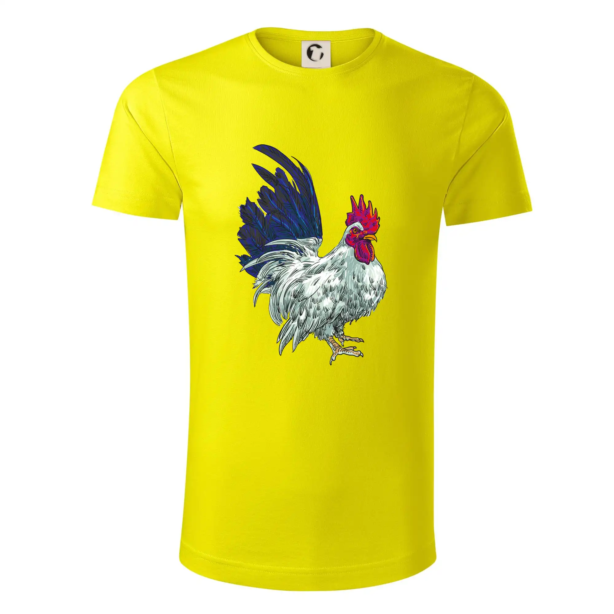 Tričká so zvieratami - Kohút kreslený biely - Tričko z organickej bavlny