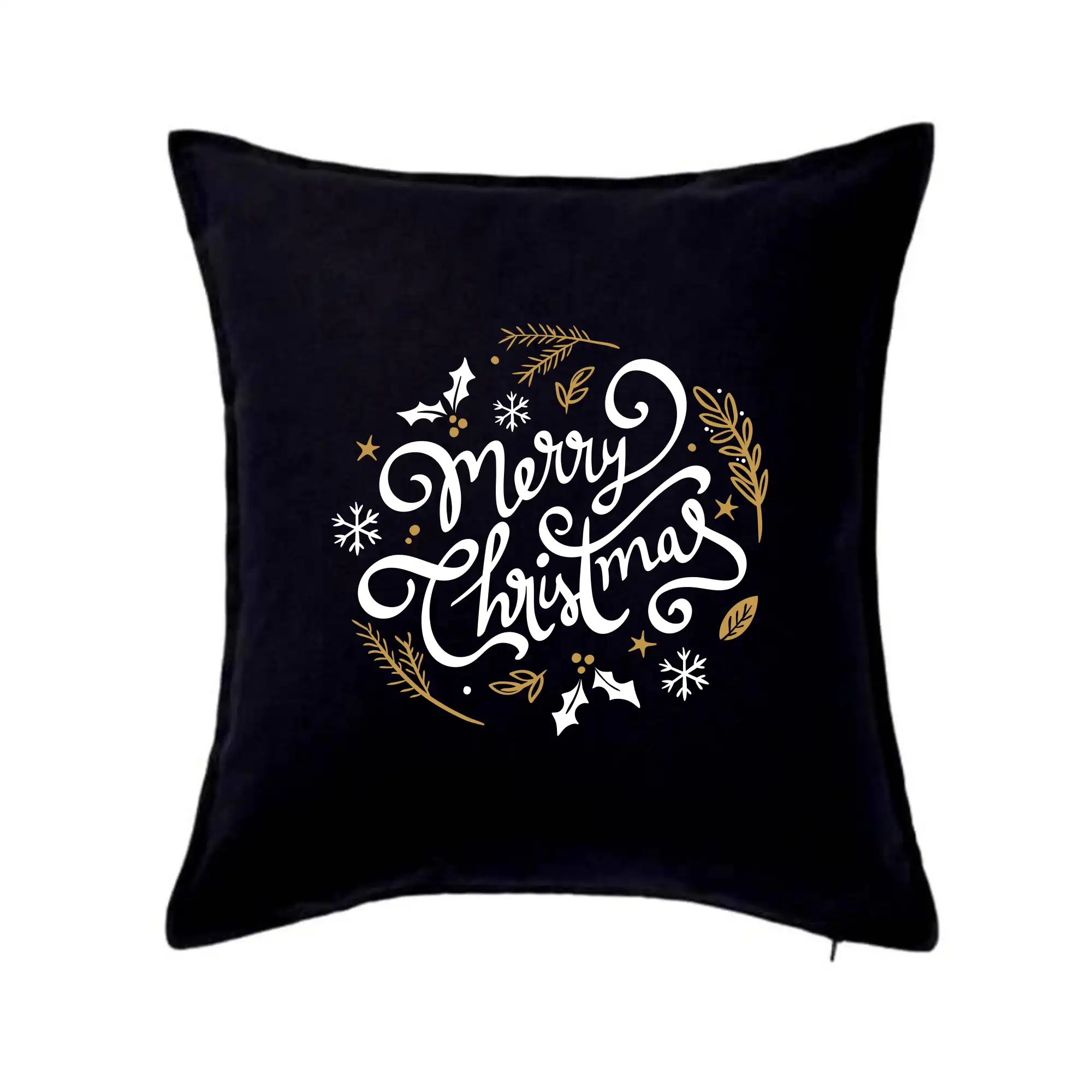 Vianočné tričká - Merry christmas - nápis guľatý - Vankúš 50x50